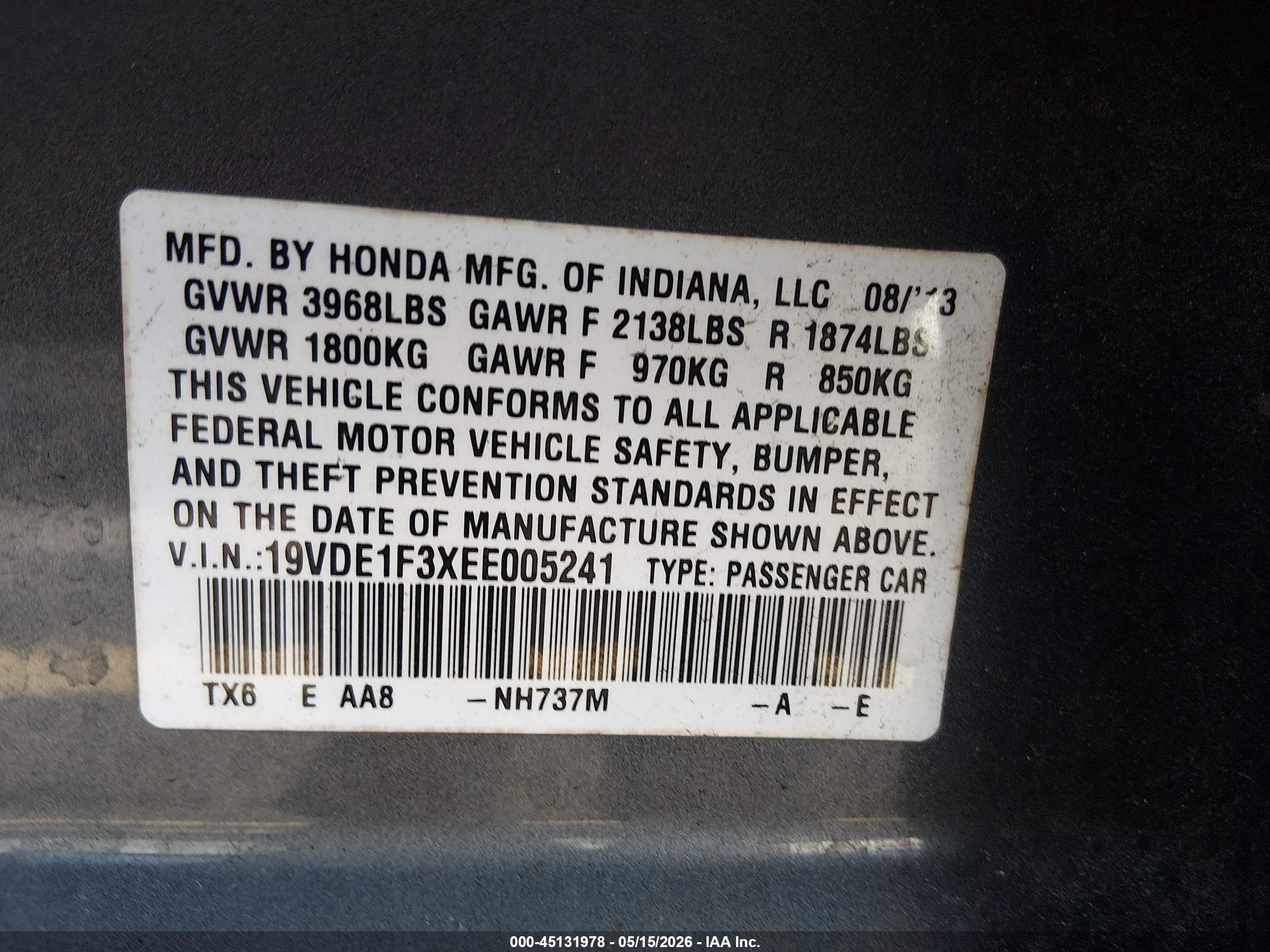 2014 Acura Ilx 2.0l Gray vin: 19VDE1F3XEE005241