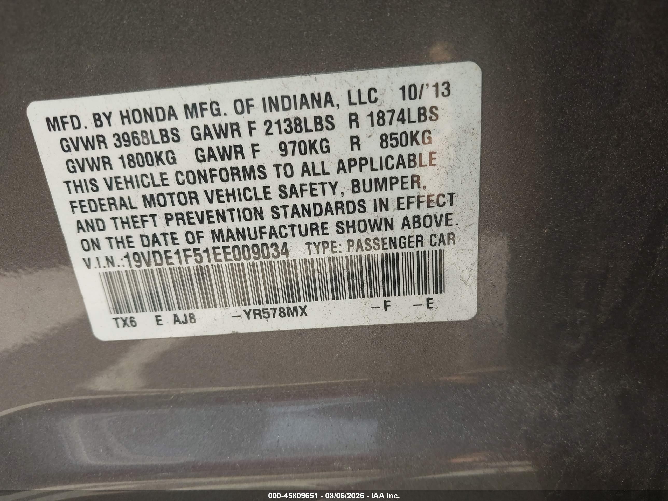 2014 Acura Ilx 2.0l Gray vin: 19VDE1F51EE009034