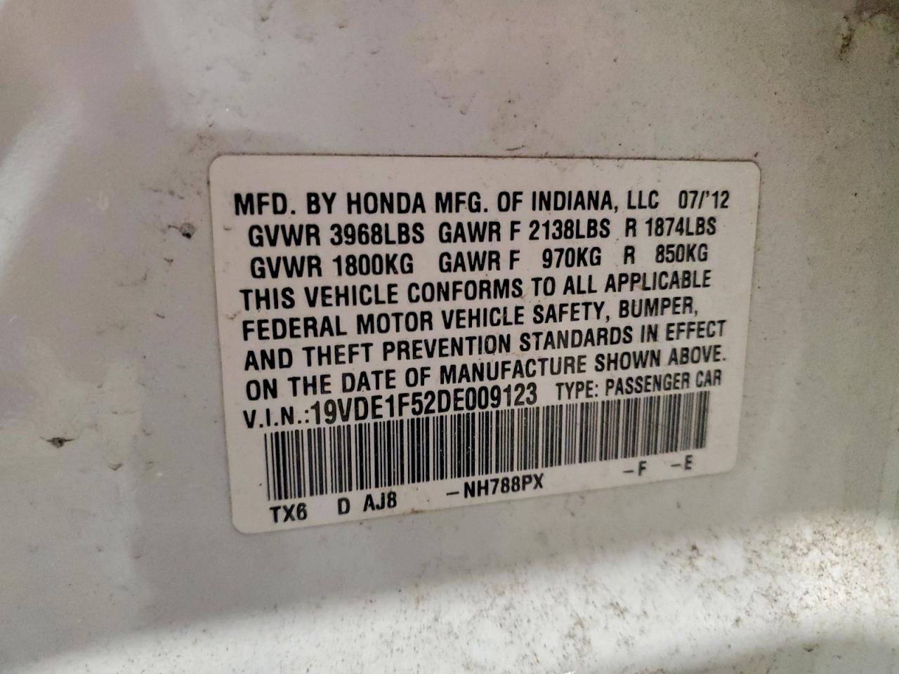 2013 Acura Ilx 20 Premium White vin: 19VDE1F52DE009123