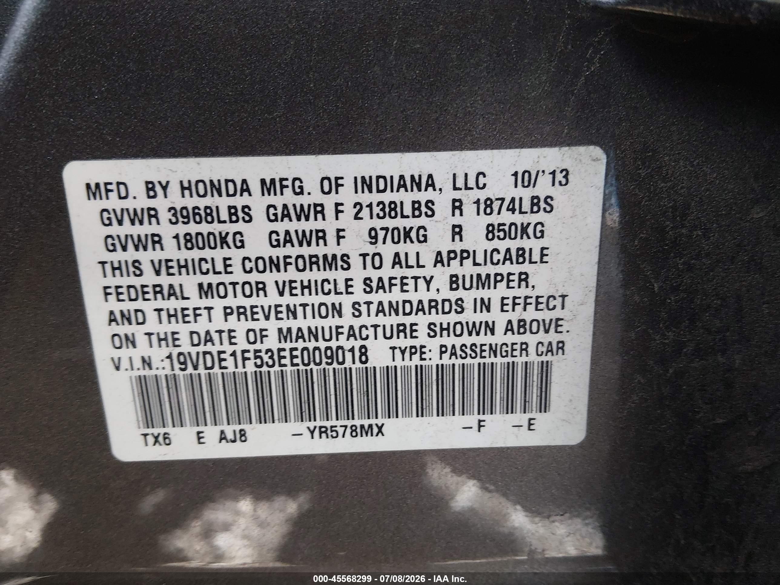 2014 Acura Ilx 2.0l Gray vin: 19VDE1F53EE009018