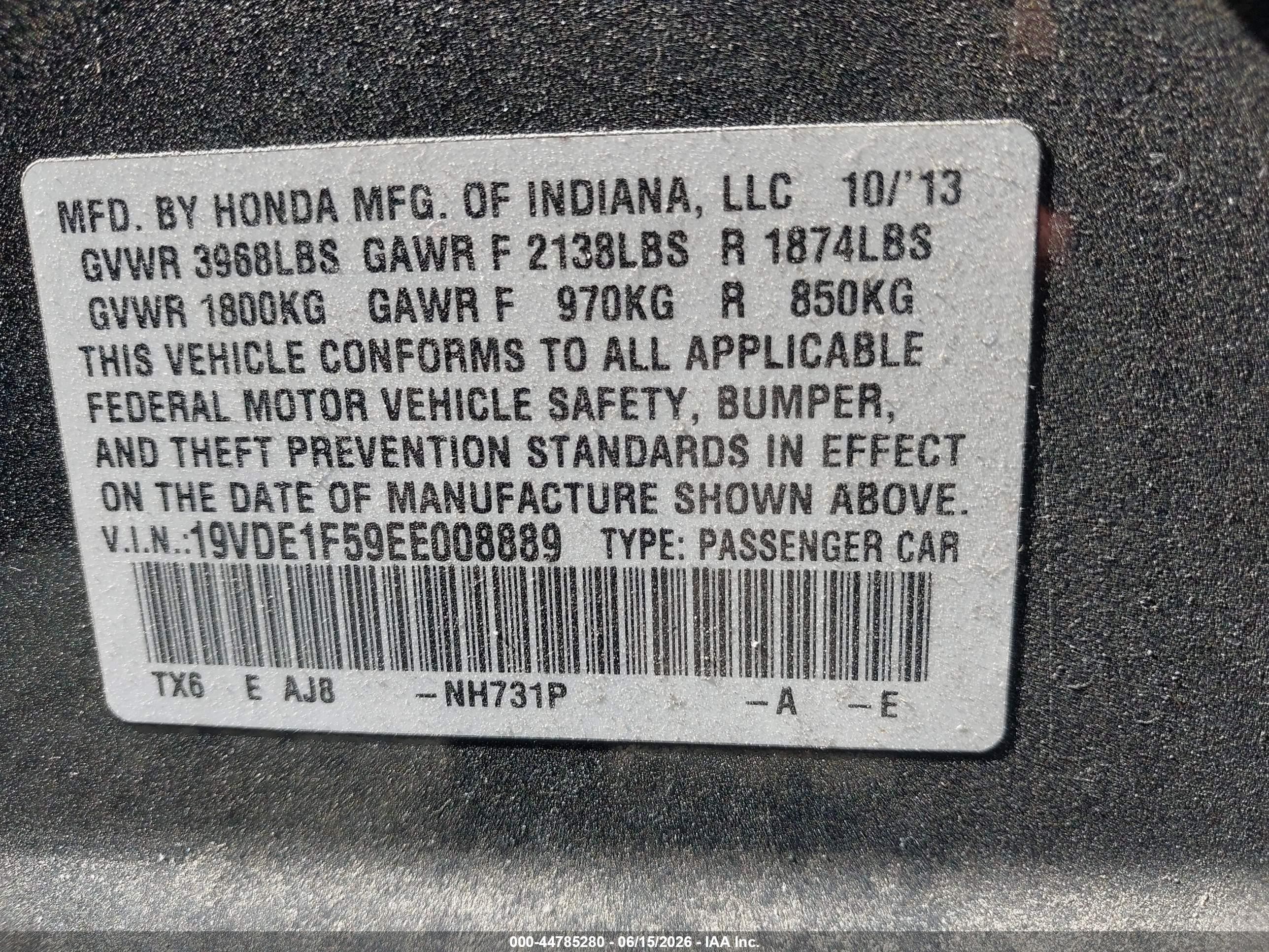 2014 Acura Ilx 2.0l Black vin: 19VDE1F59EE008889