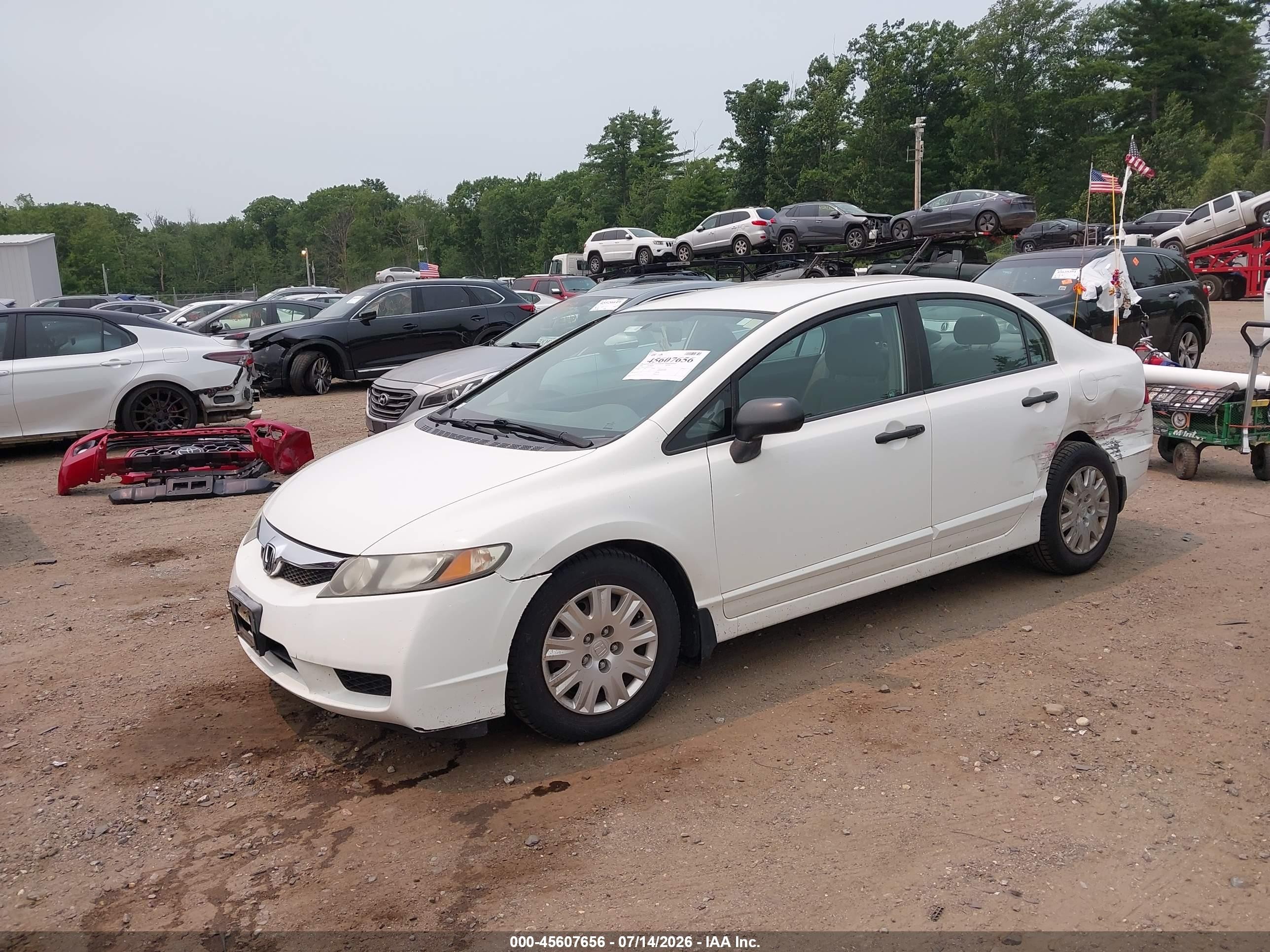 2009 Honda Civic Vp White vin: 19XFA16369E021230
