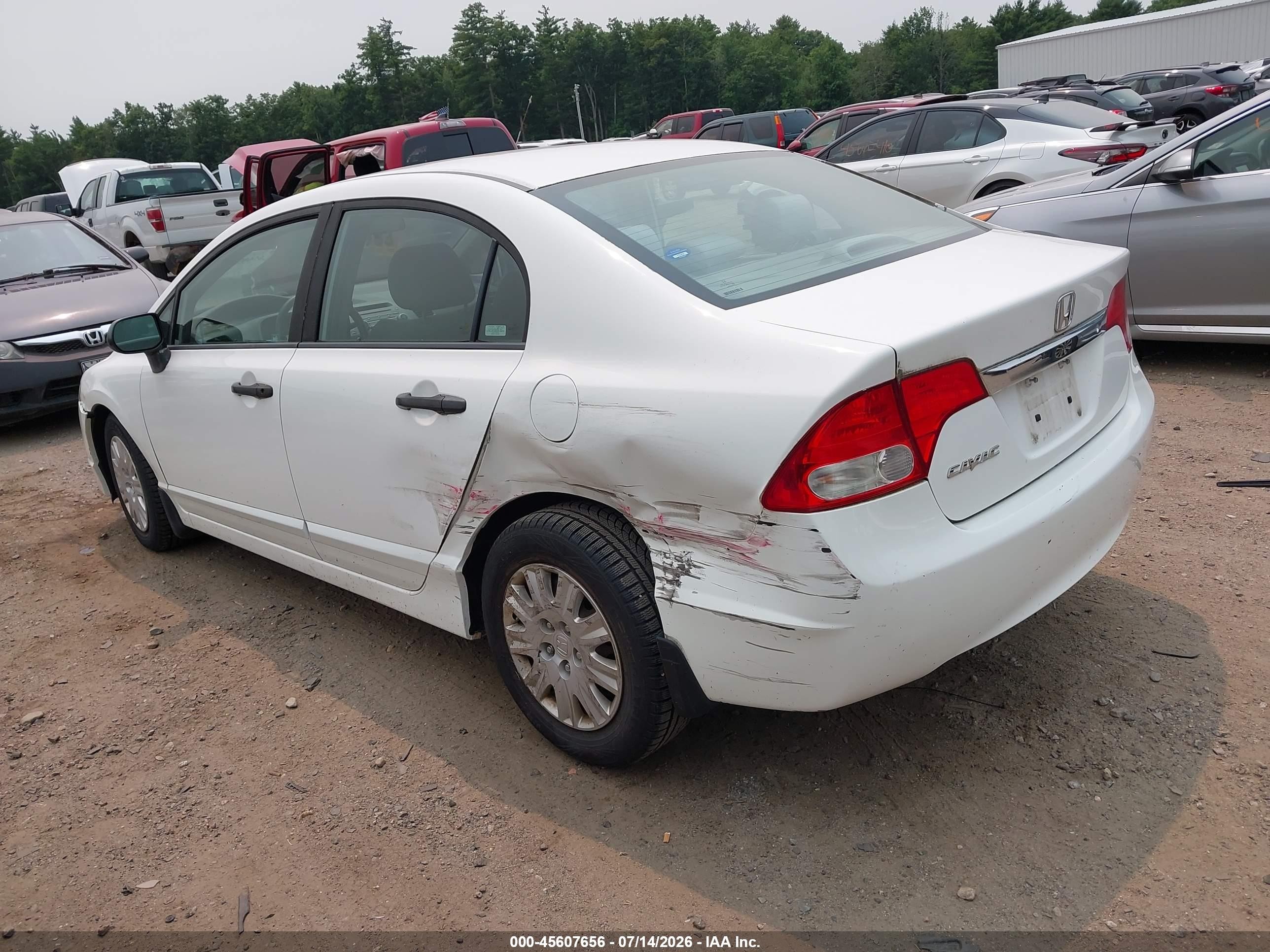 2009 Honda Civic Vp White vin: 19XFA16369E021230