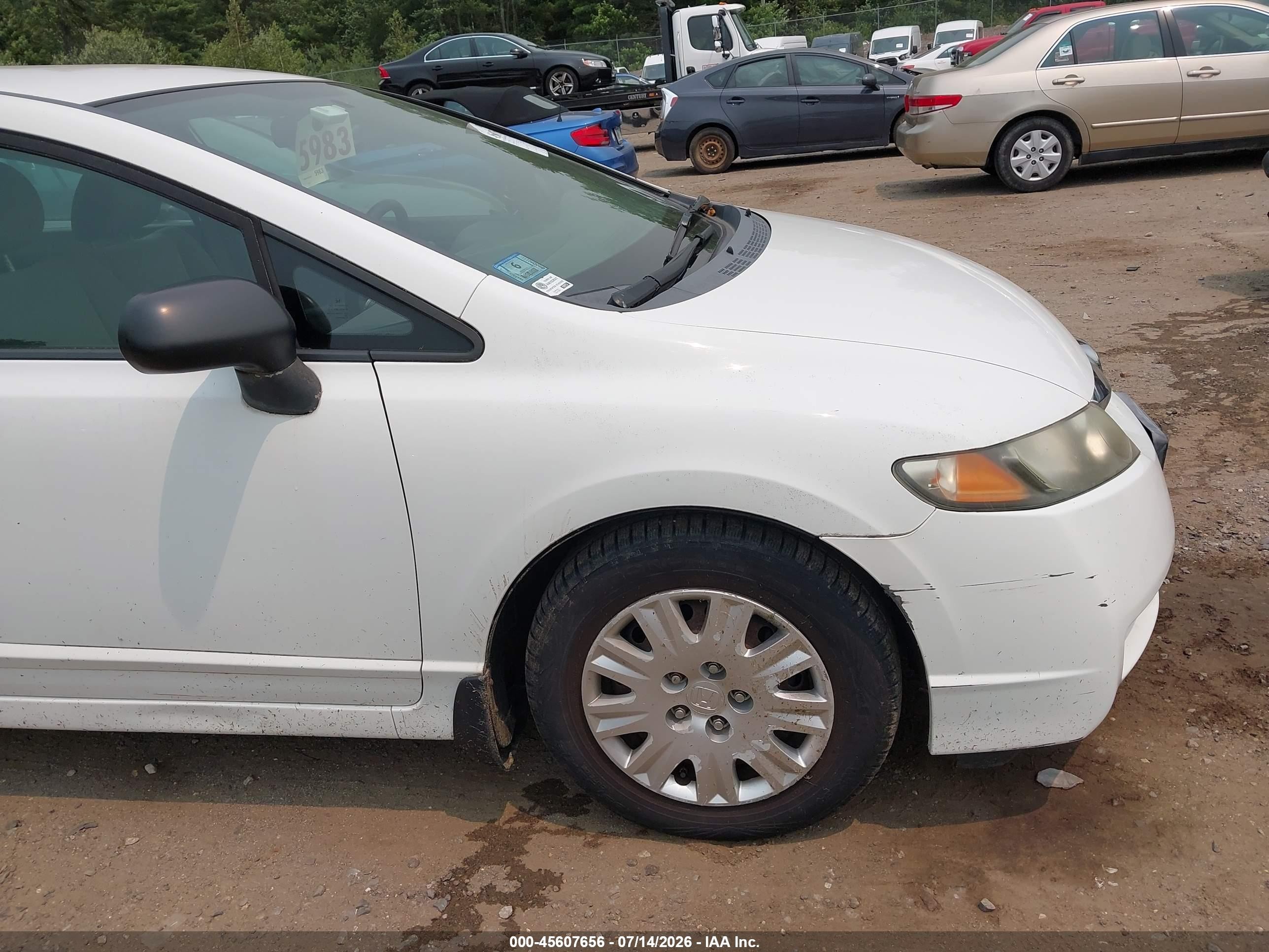 2009 Honda Civic Vp White vin: 19XFA16369E021230