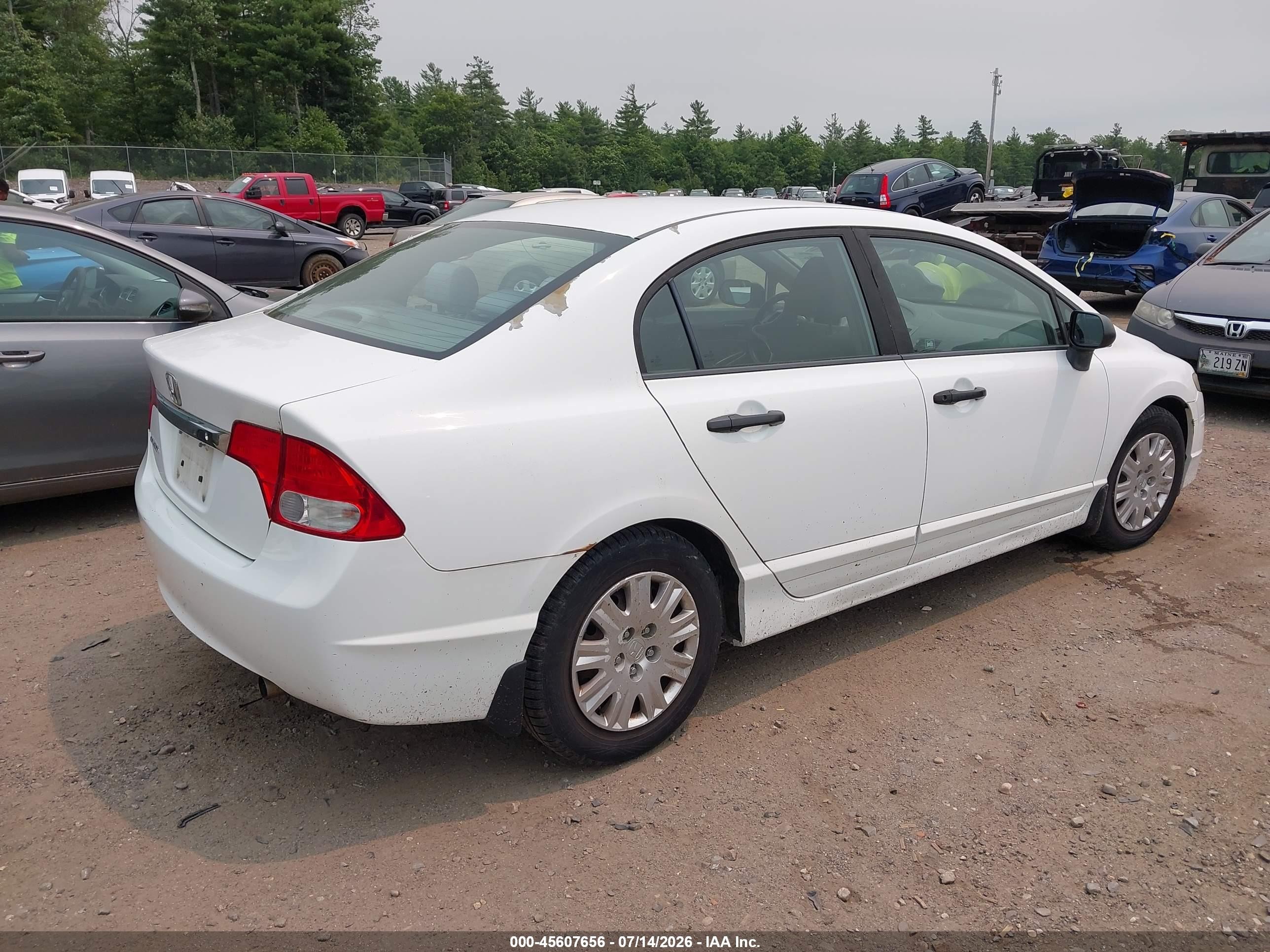 2009 Honda Civic Vp White vin: 19XFA16369E021230