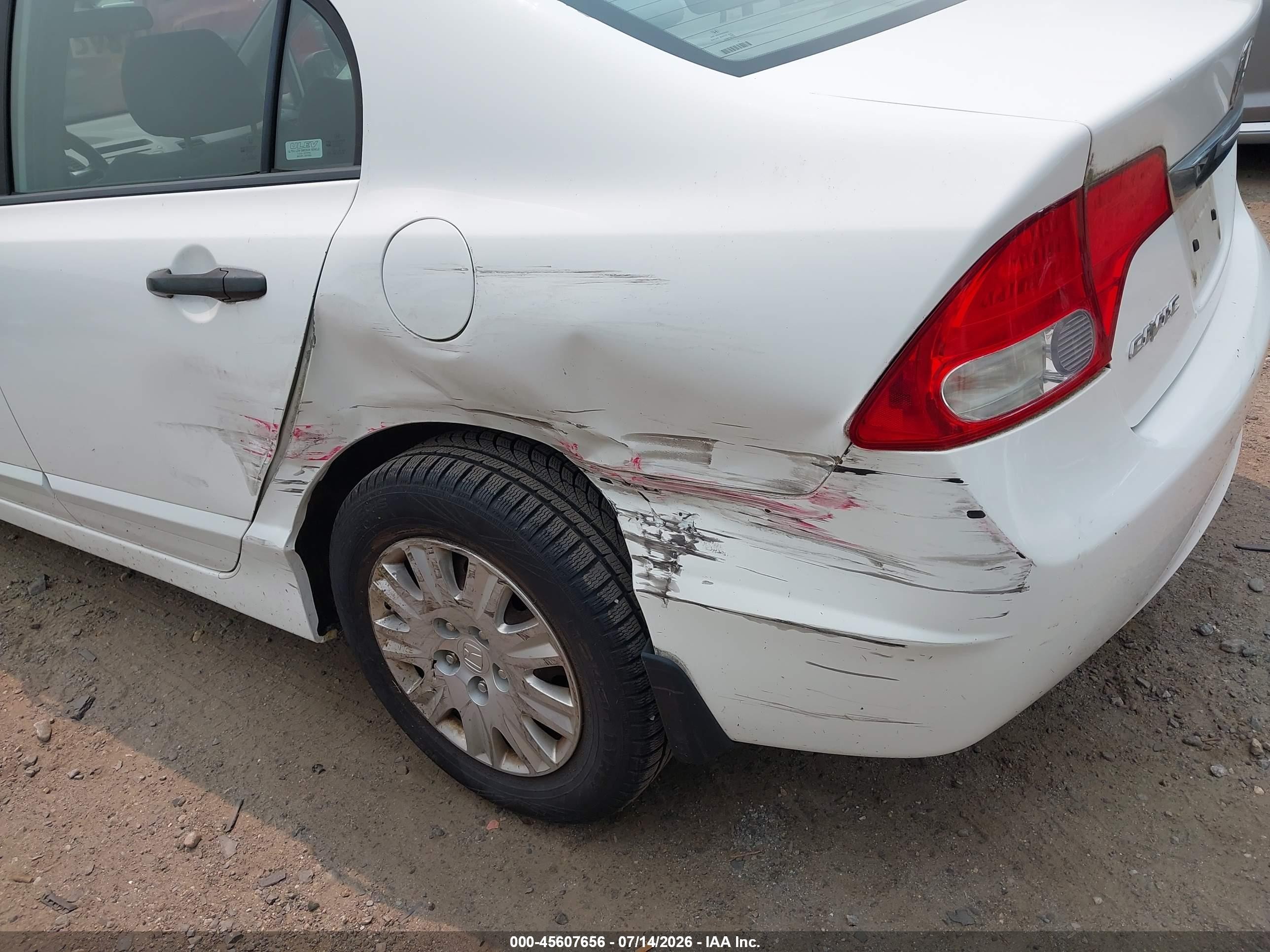 2009 Honda Civic Vp White vin: 19XFA16369E021230