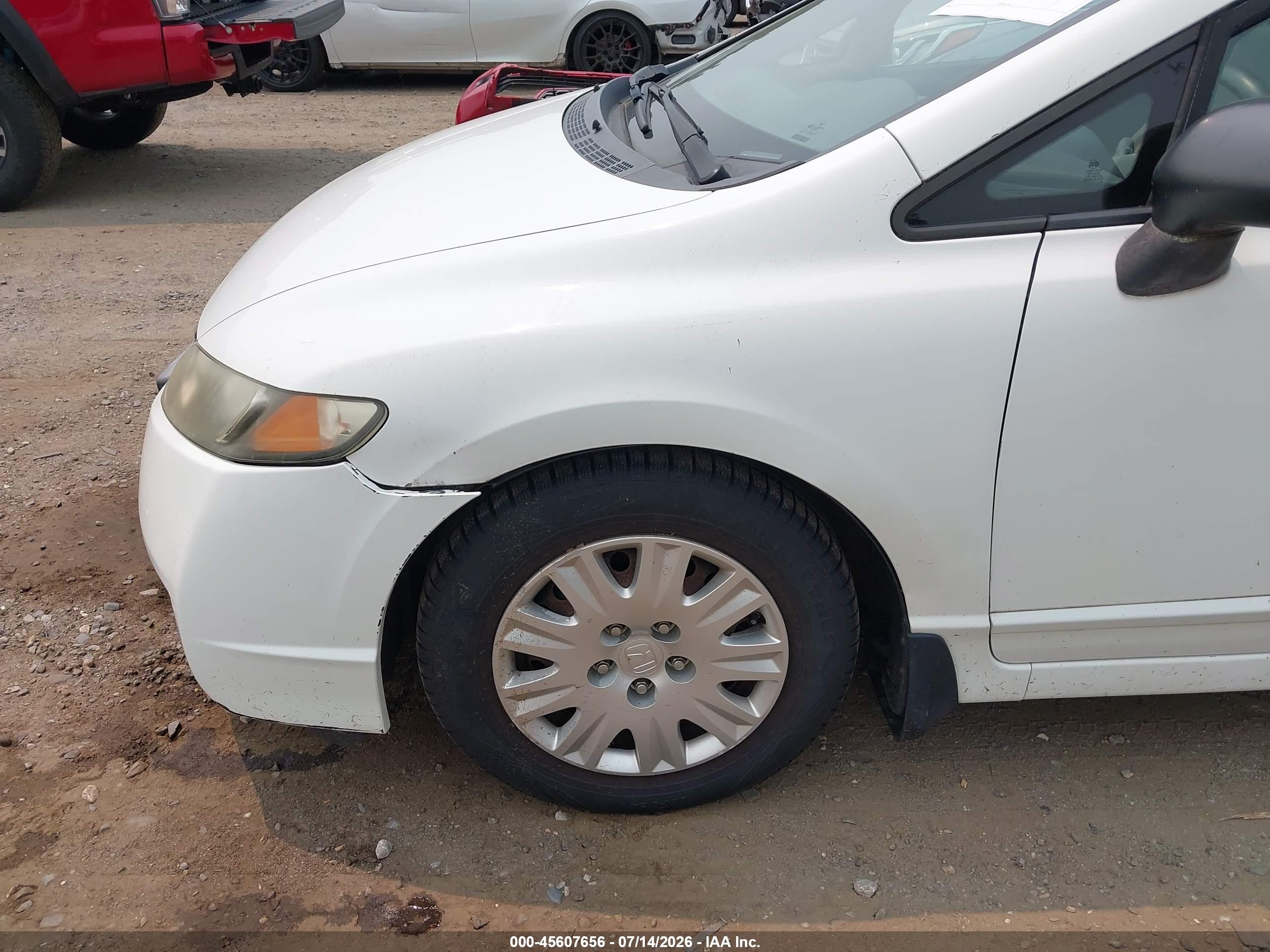 2009 Honda Civic Vp White vin: 19XFA16369E021230