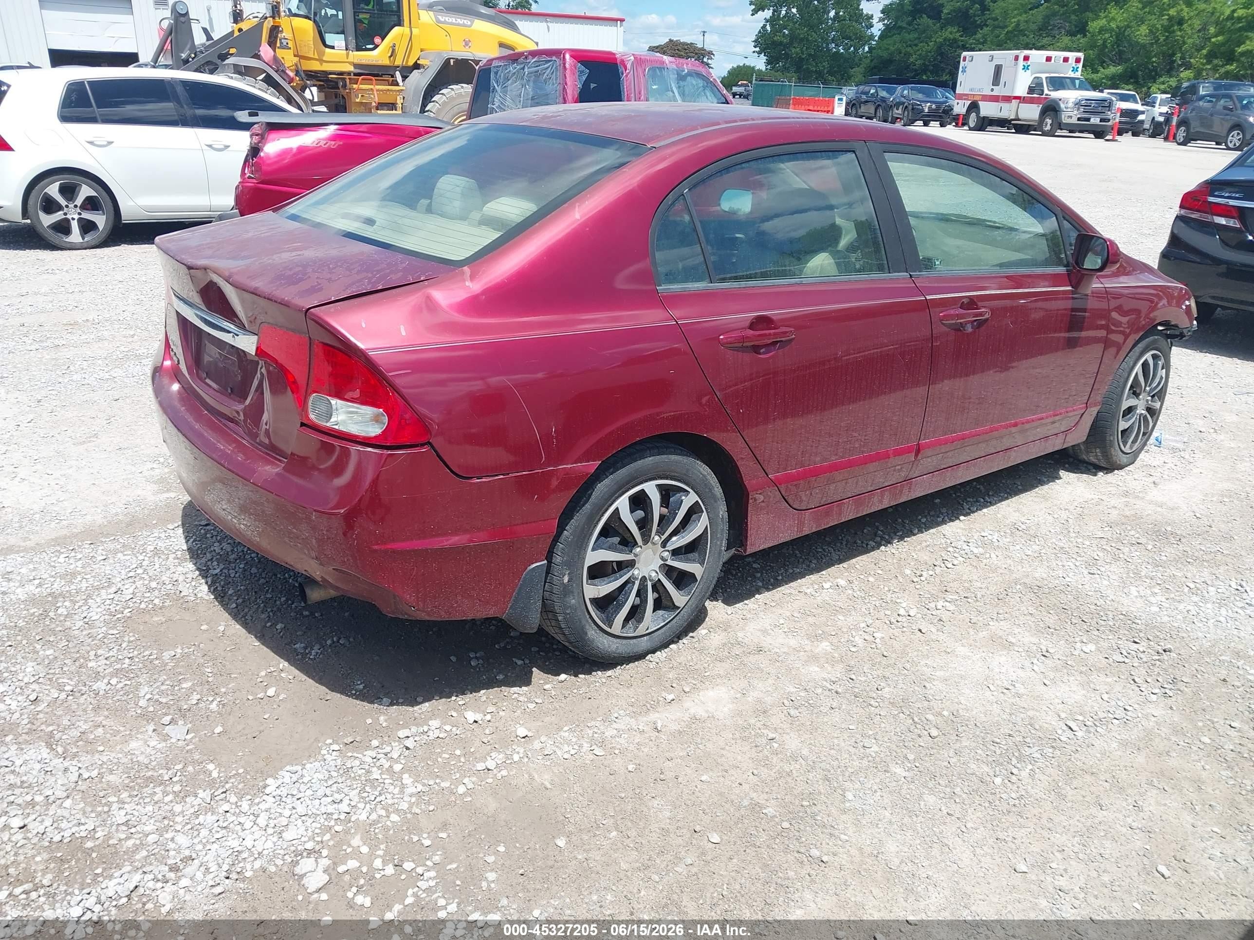 2009 Honda Civic Lx Red vin: 19XFA16519E014607