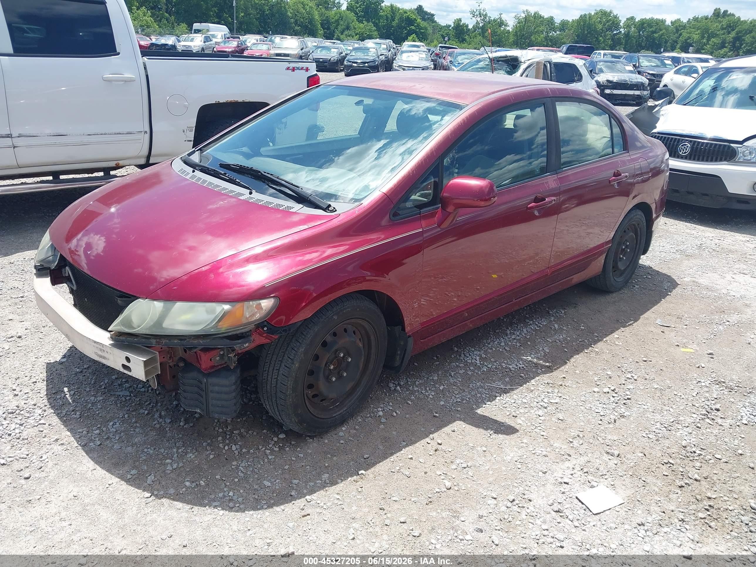 2009 Honda Civic Lx Red vin: 19XFA16519E014607