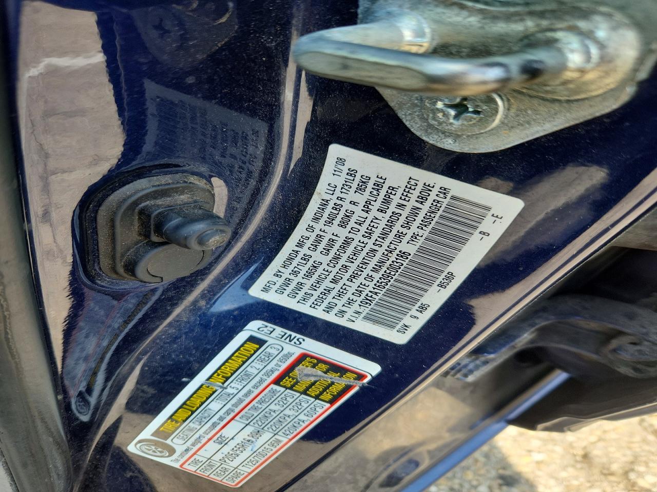 2009 Honda Civic Lx Blue vin: 19XFA16539E003186