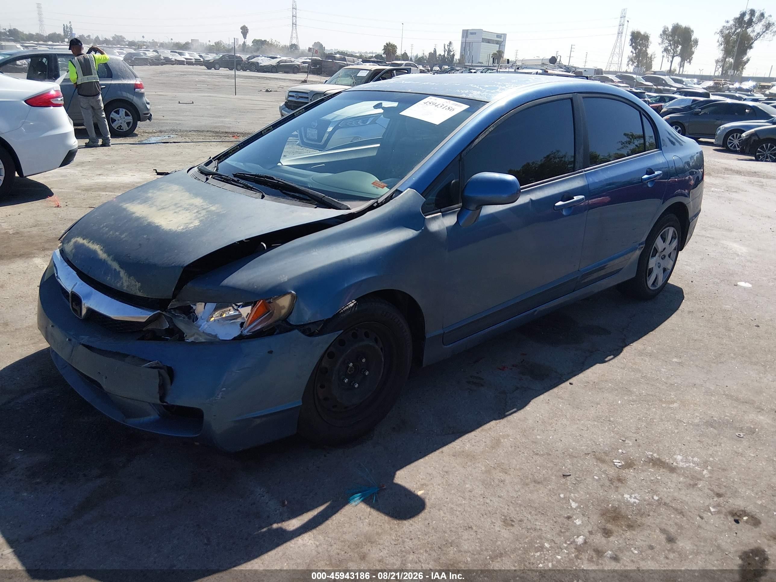 2009 Honda Civic Lx Blue vin: 19XFA16539E016858