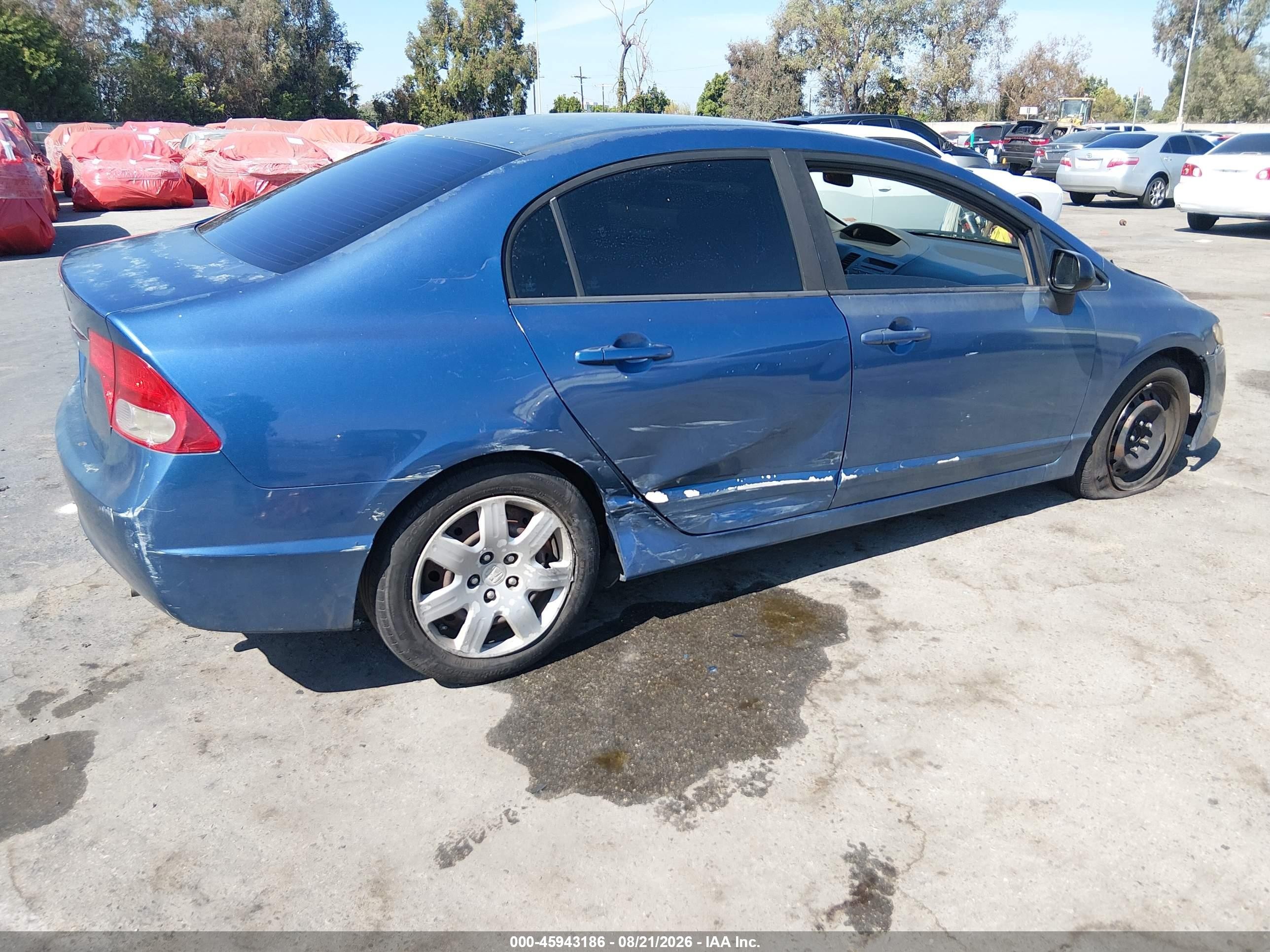 2009 Honda Civic Lx Blue vin: 19XFA16539E016858