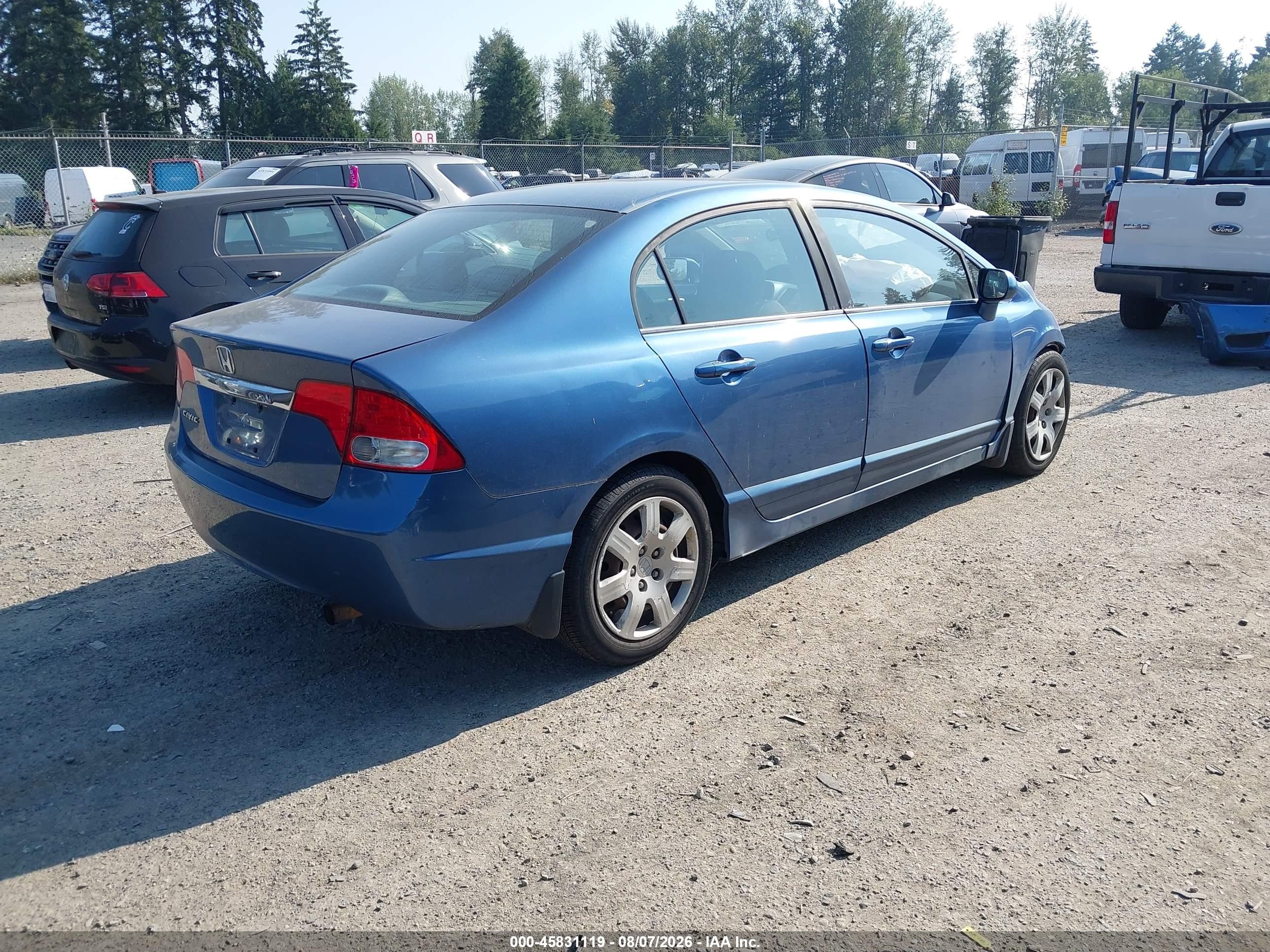2009 Honda Civic Lx Blue vin: 19XFA16549E042952