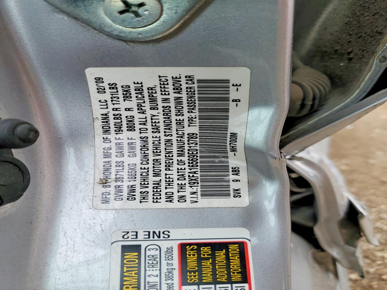 2009 Honda Civic Lx Silver vin: 19XFA16569E013789