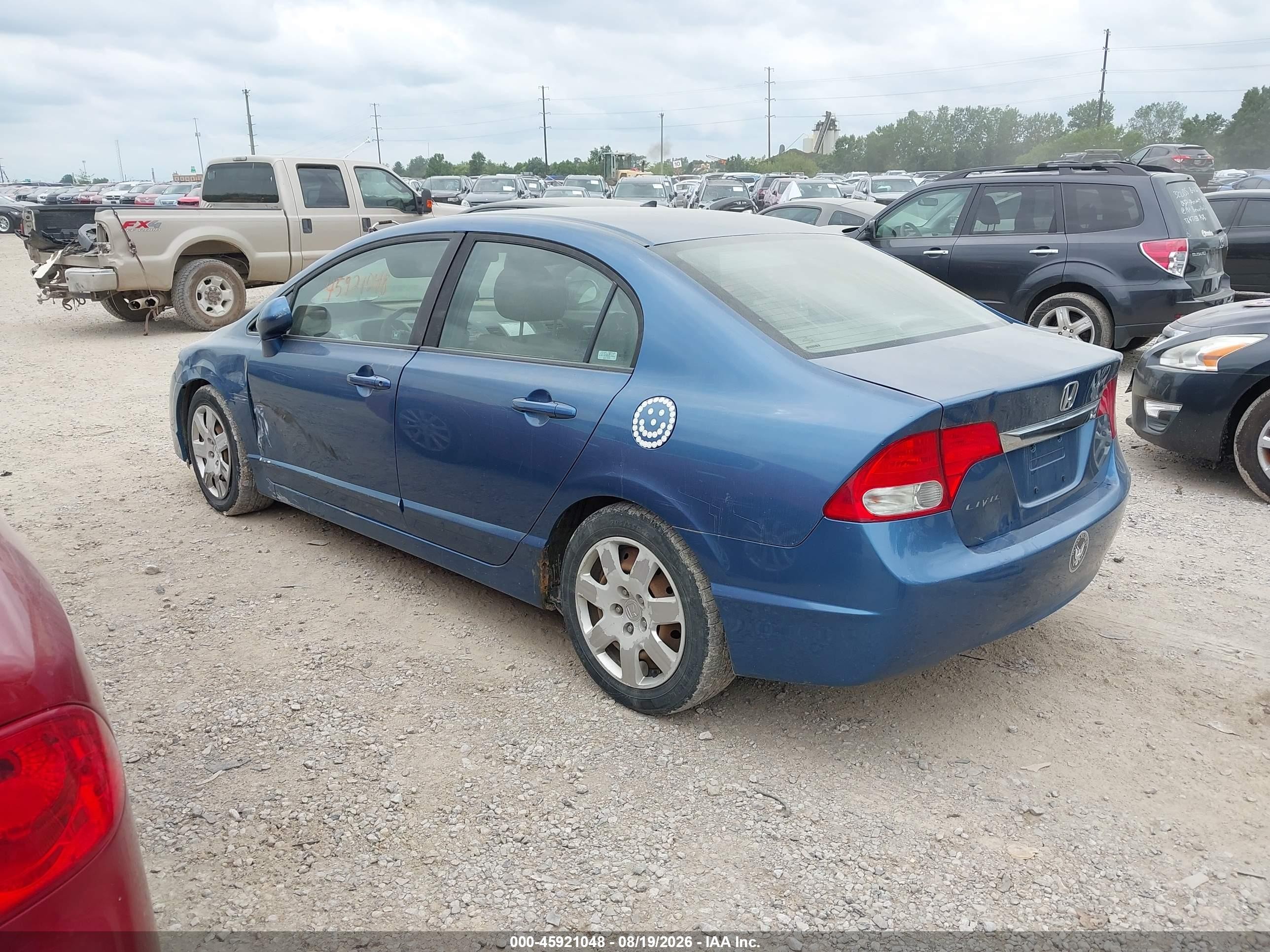 2009 Honda Civic Lx Blue vin: 19XFA16589E019125