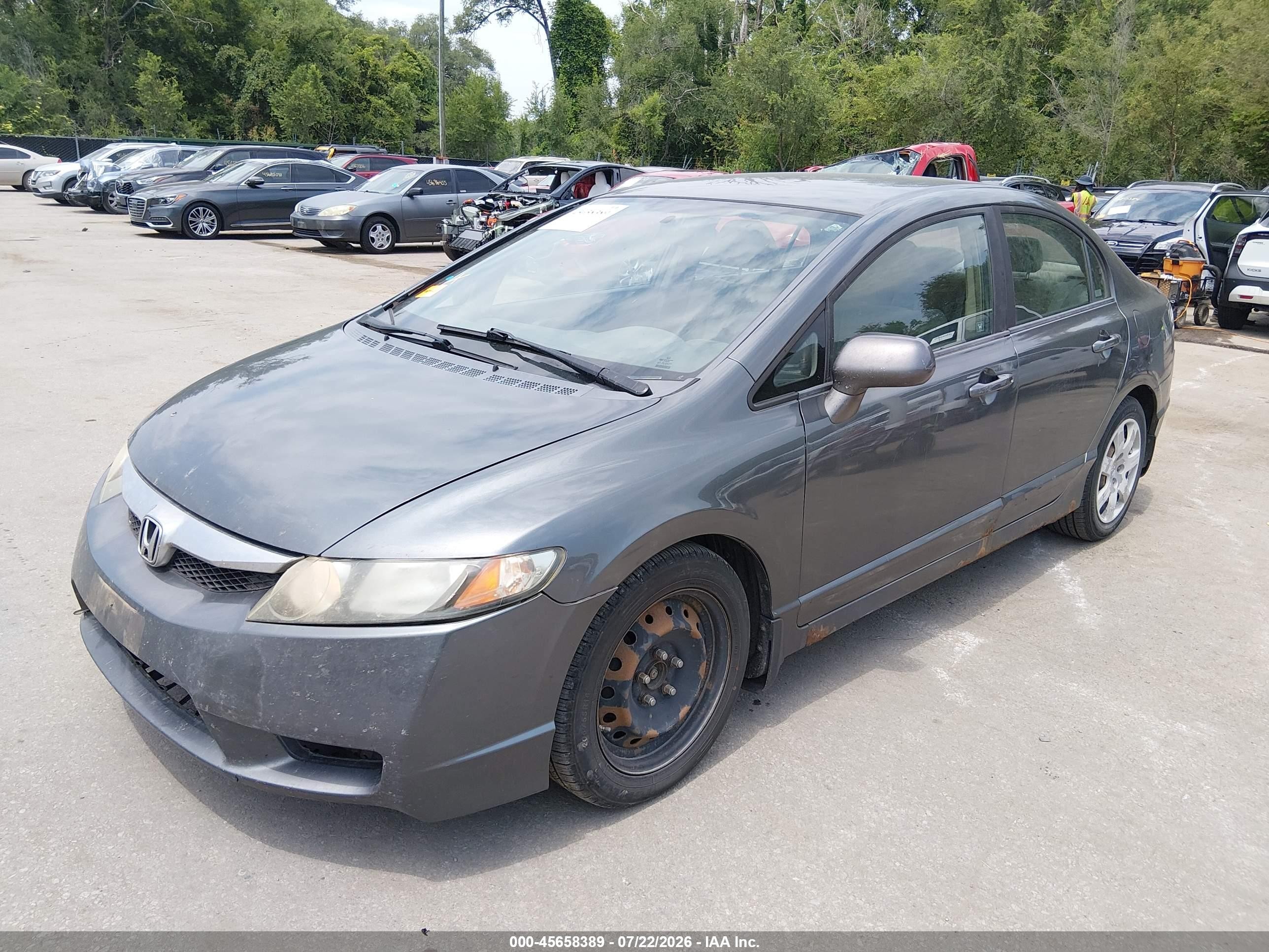 2009 Honda Civic Lx Gray vin: 19XFA16599E048567