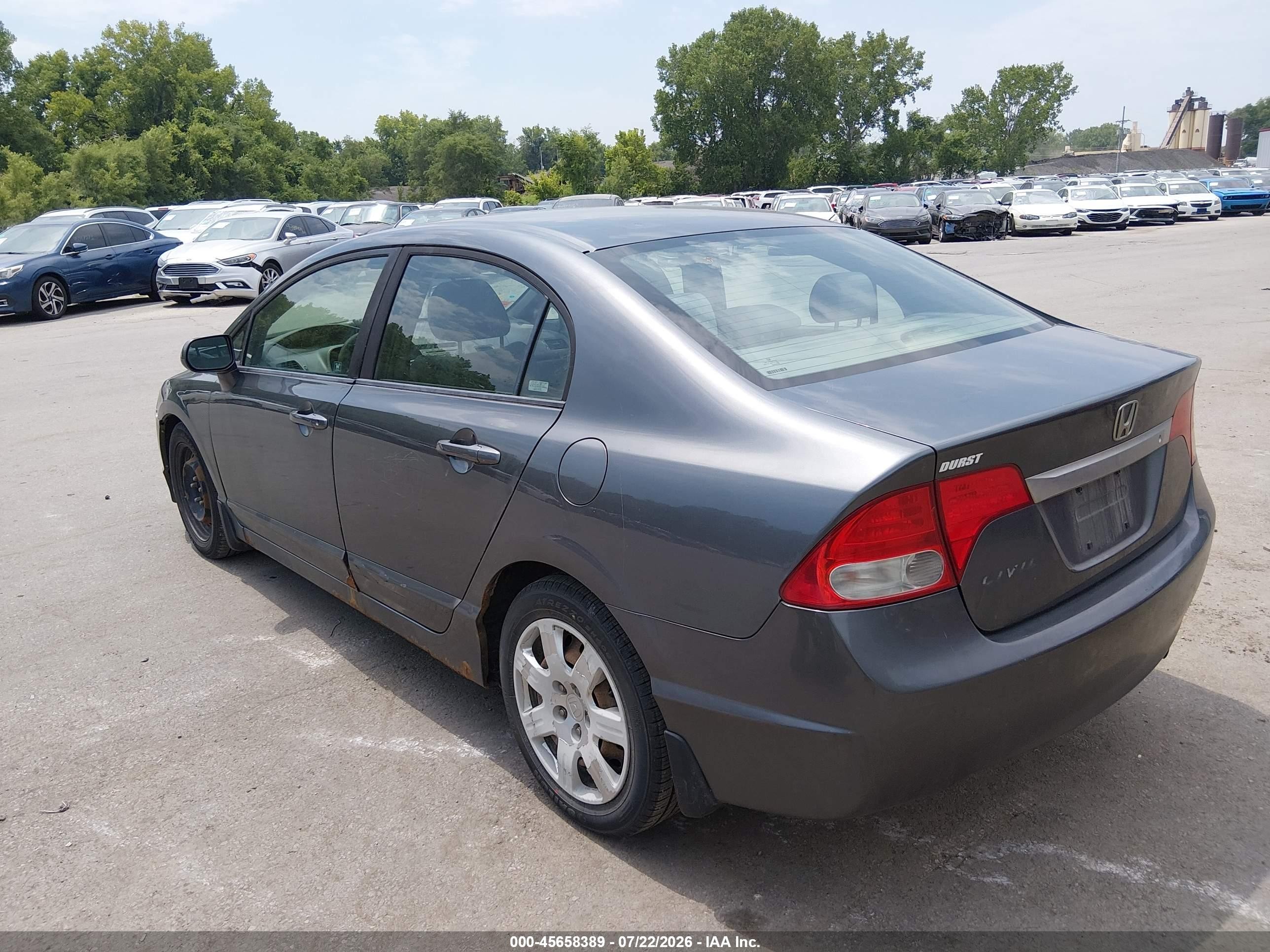 2009 Honda Civic Lx Gray vin: 19XFA16599E048567