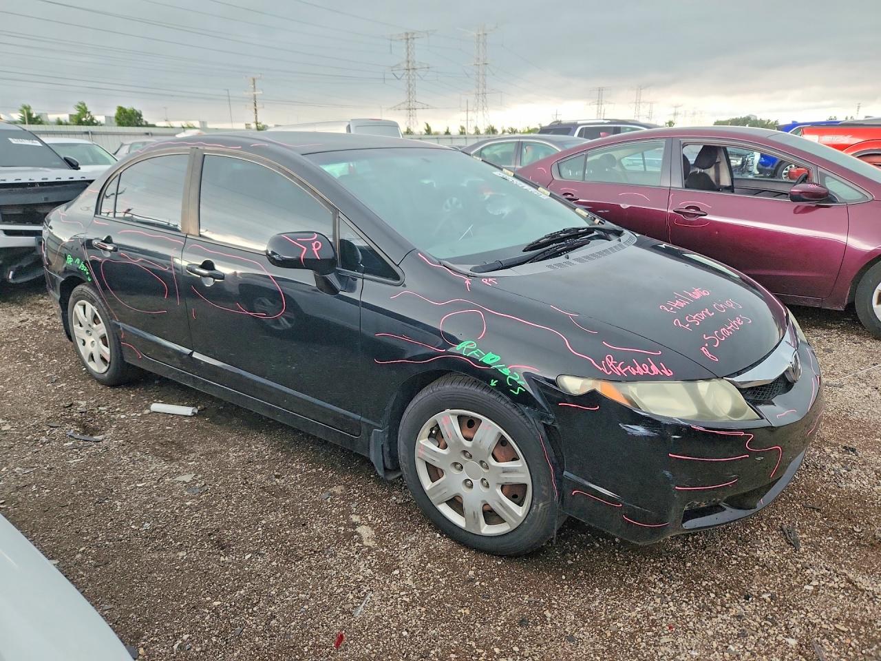 2009 Honda Civic Lx Black vin: 19XFA165X9E027002