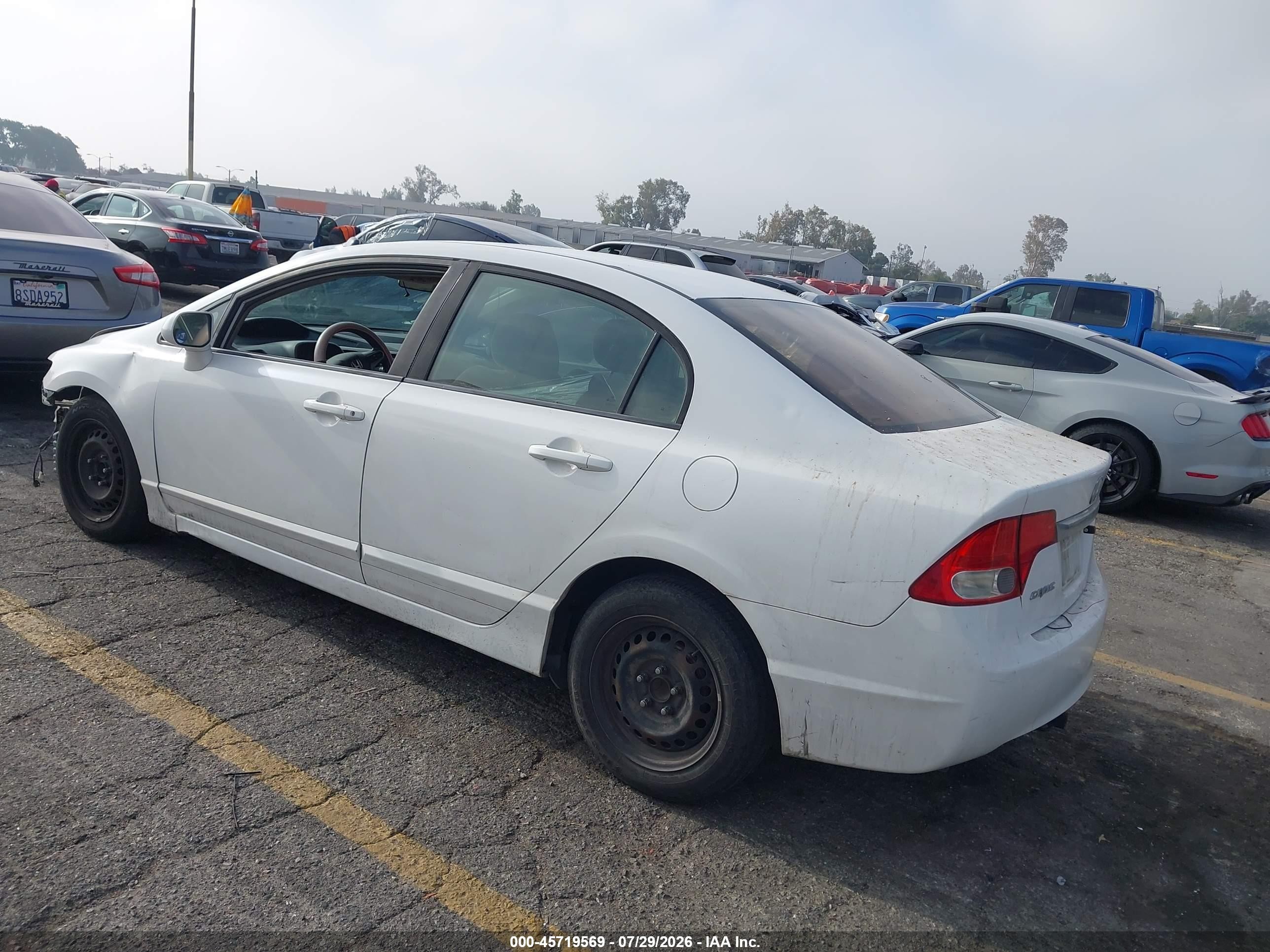 2009 Honda Civic Lx White vin: 19XFA165X9E043877