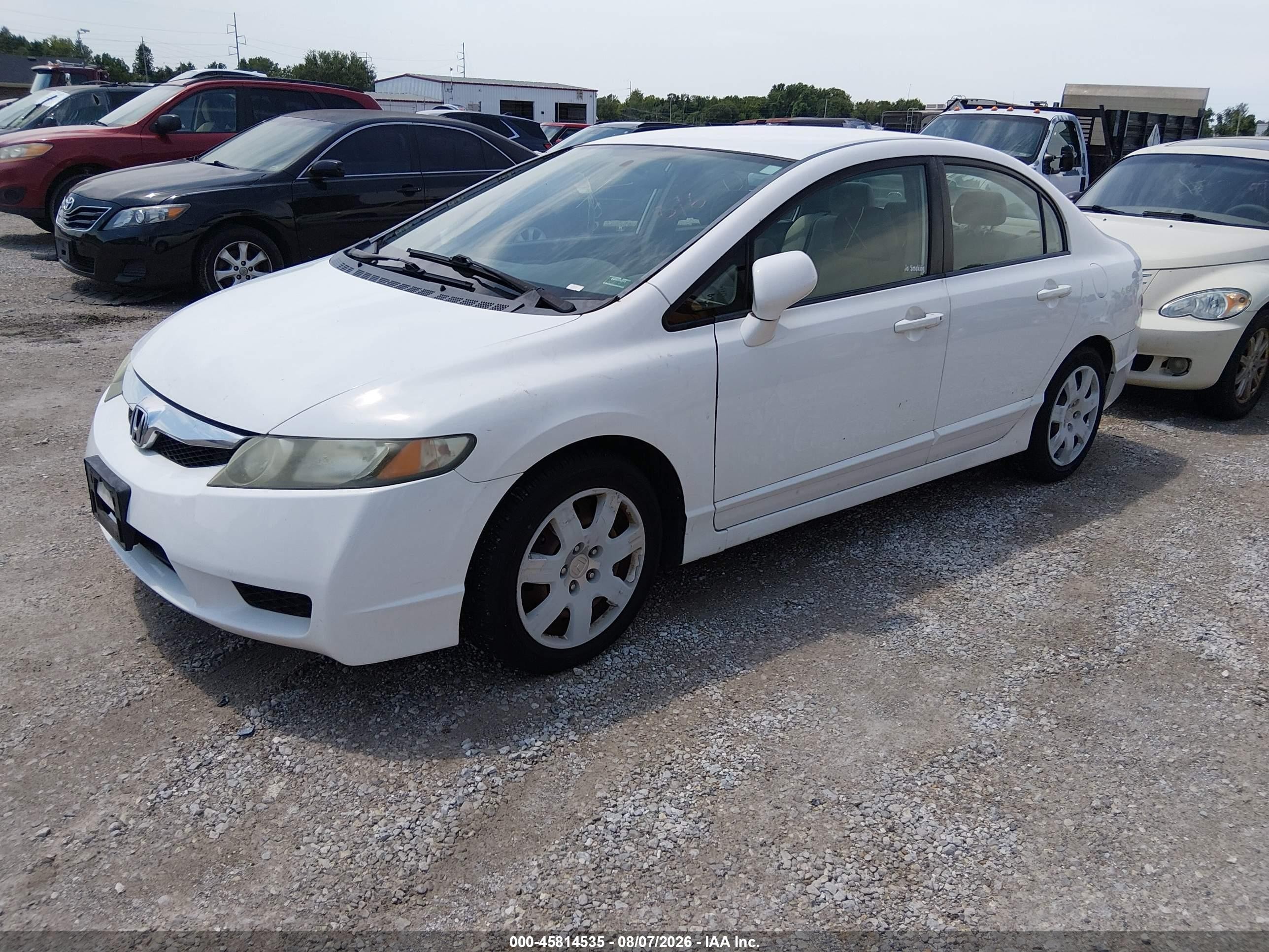 2009 Honda Civic Lx White vin: 19XFA165X9E048061