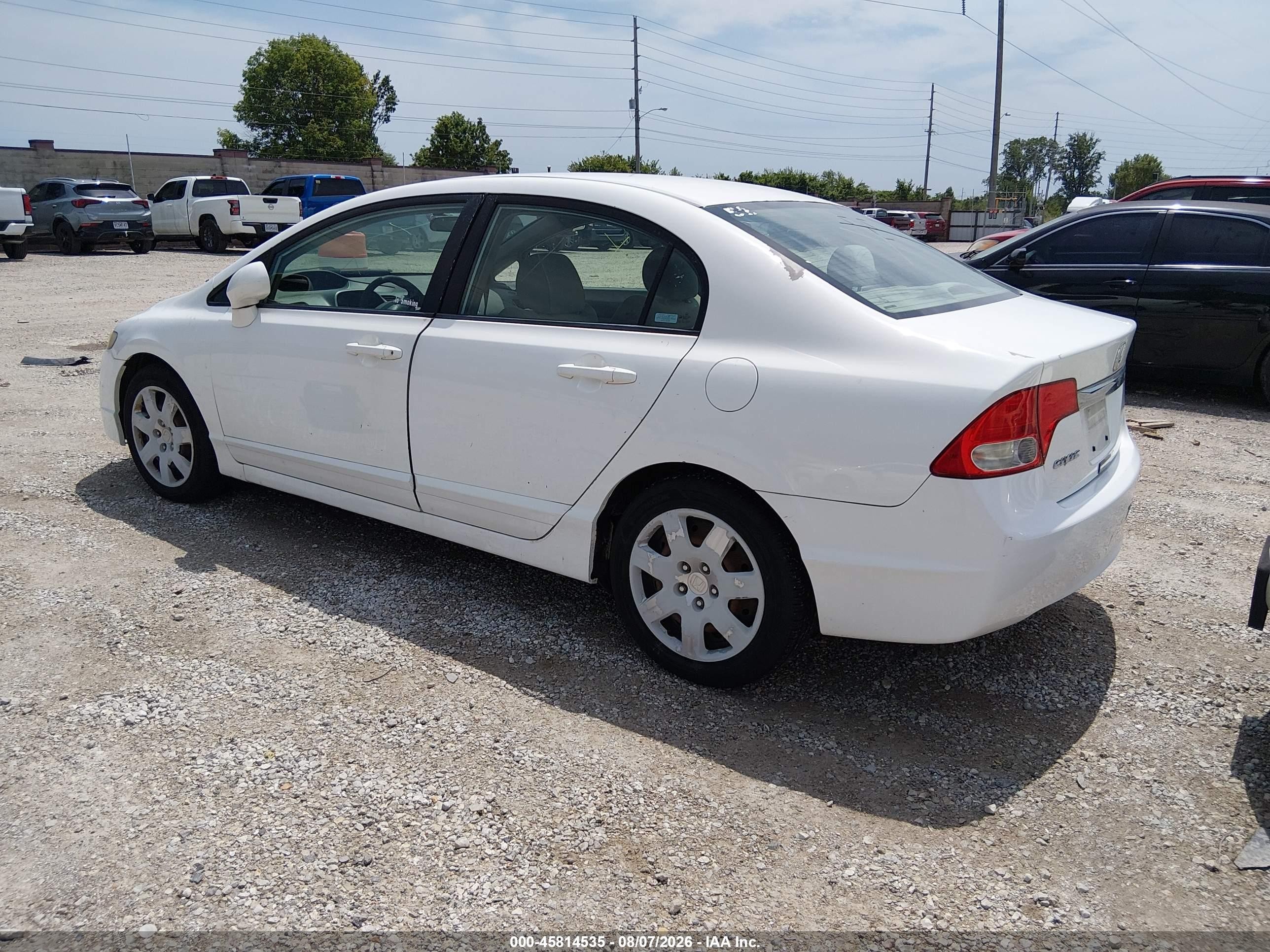 2009 Honda Civic Lx White vin: 19XFA165X9E048061