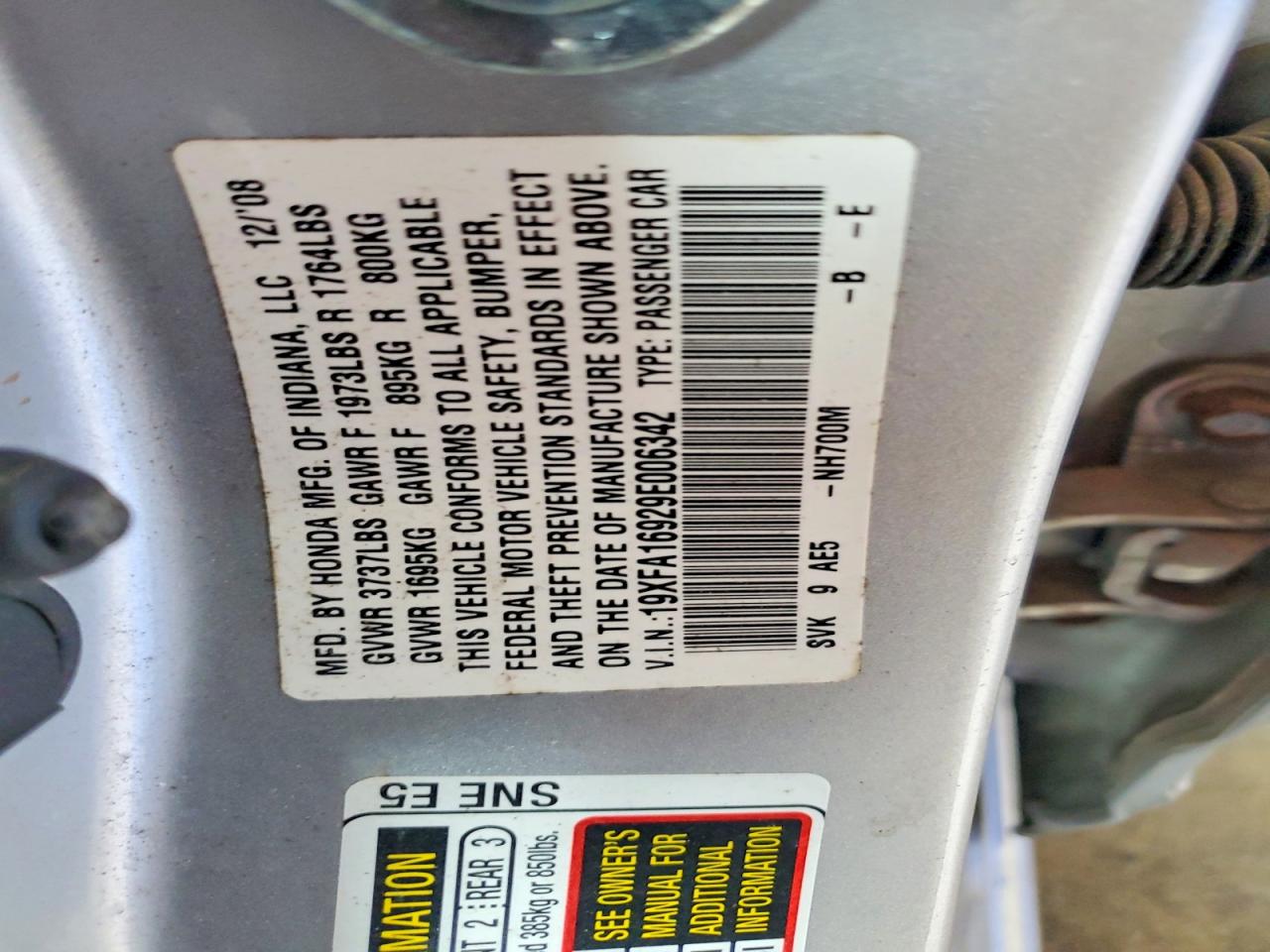 2009 Honda Civic Exl Silver vin: 19XFA16929E006342