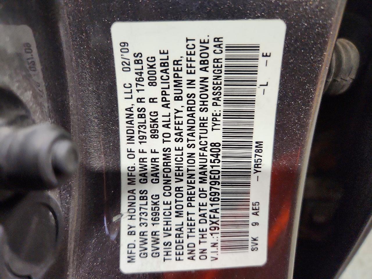2009 Honda Civic Exl Gray vin: 19XFA16979E015408