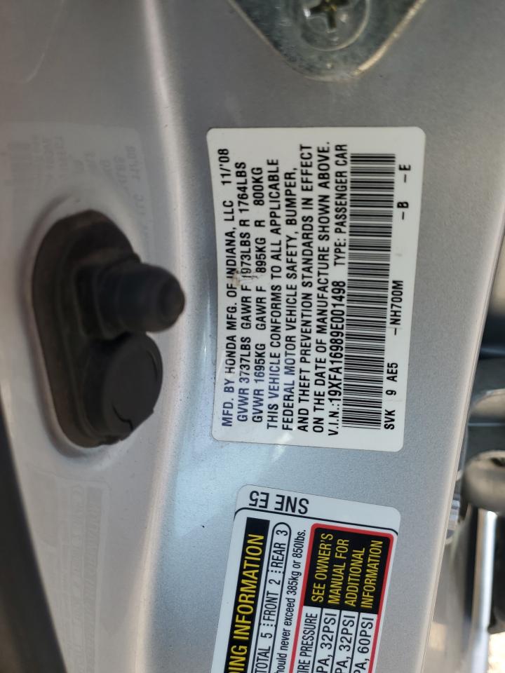 2009 Honda Civic Exl Silver vin: 19XFA16989E001498