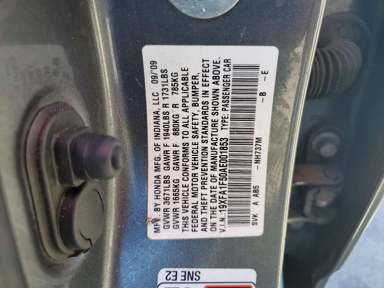 2010 Honda Civic Lx Gray vin: 19XFA1F50AE001853