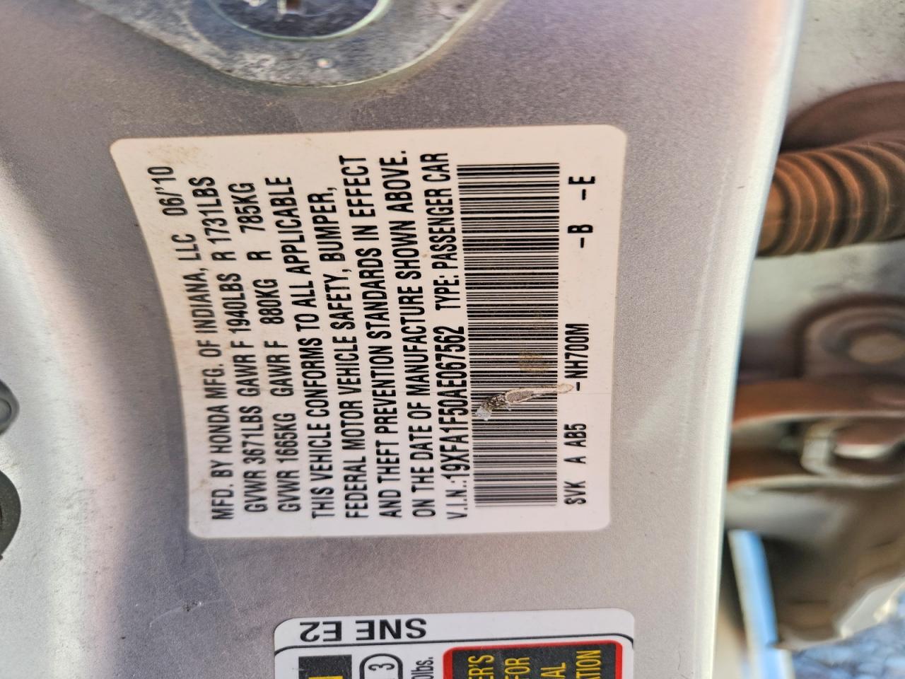 2010 Honda Civic Lx Silver vin: 19XFA1F50AE067562