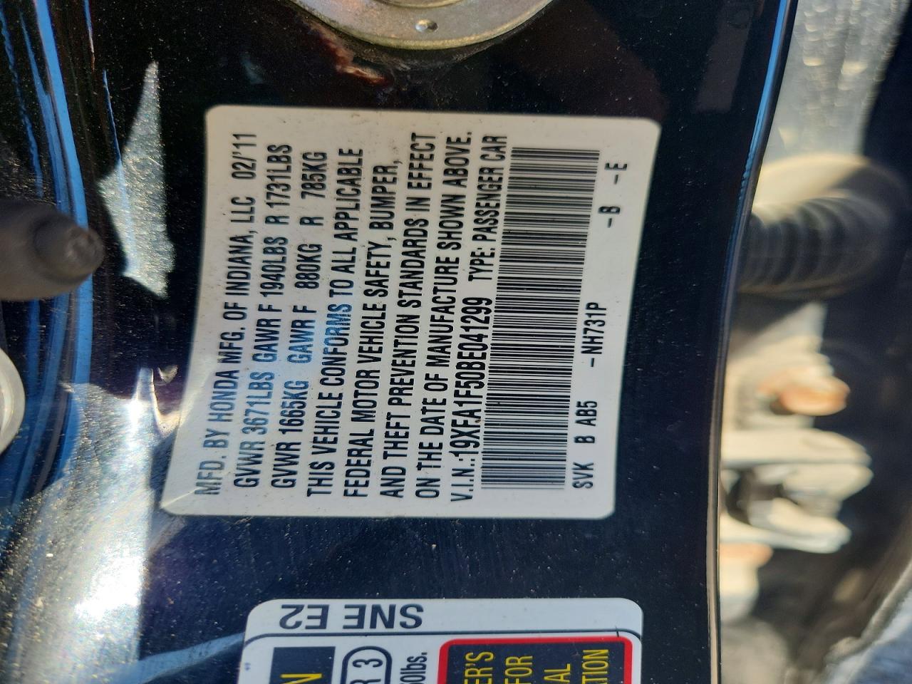 2011 Honda Civic Lx Черный vin: 19XFA1F50BE041299
