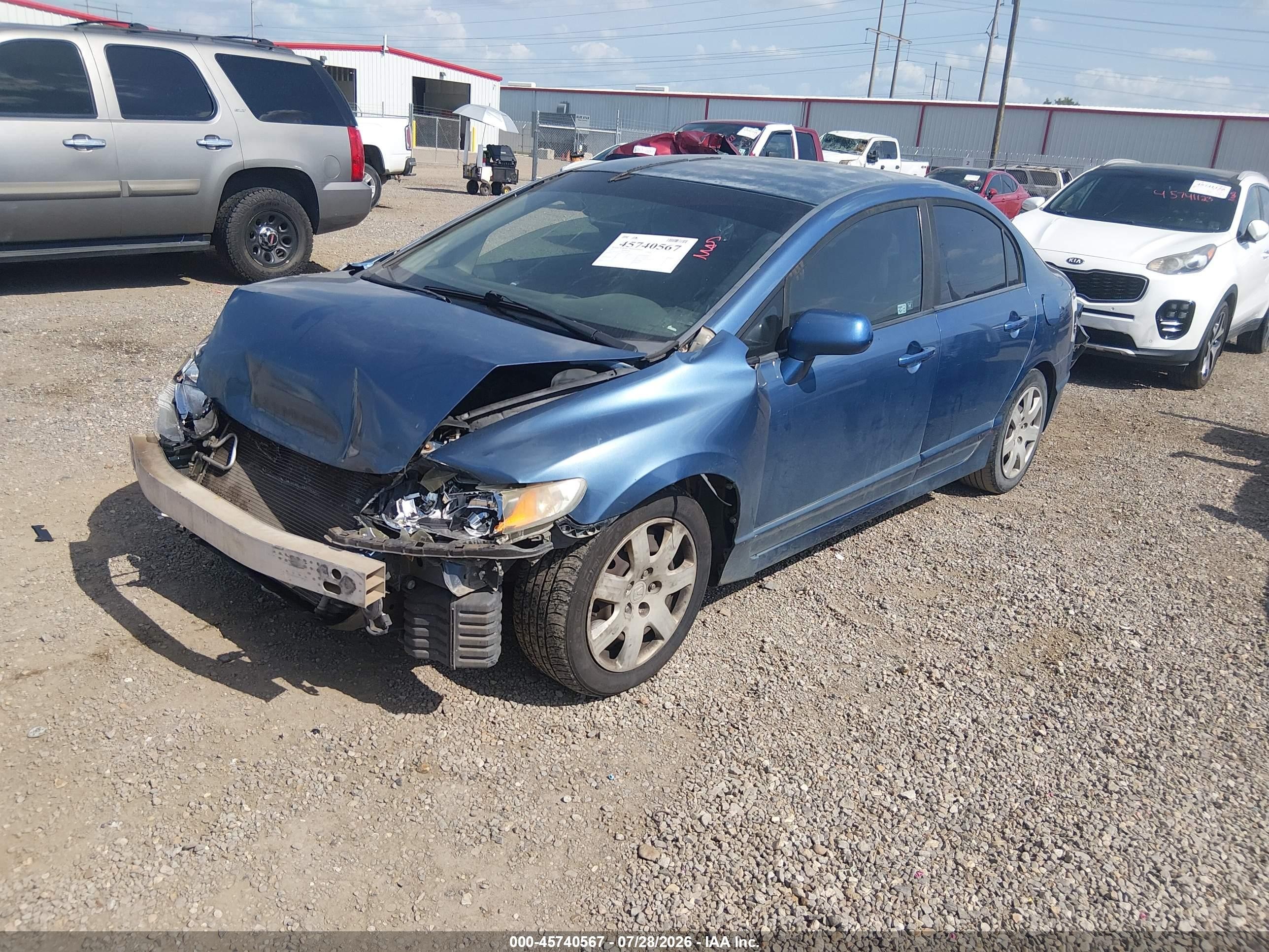2011 Honda Civic Lx Blue vin: 19XFA1F51BE037696