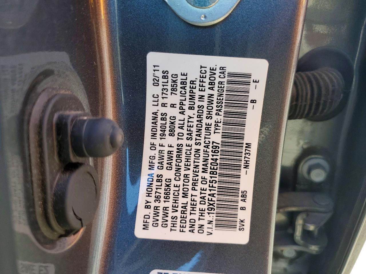 2011 Honda Civic Lx Gray vin: 19XFA1F51BE041697