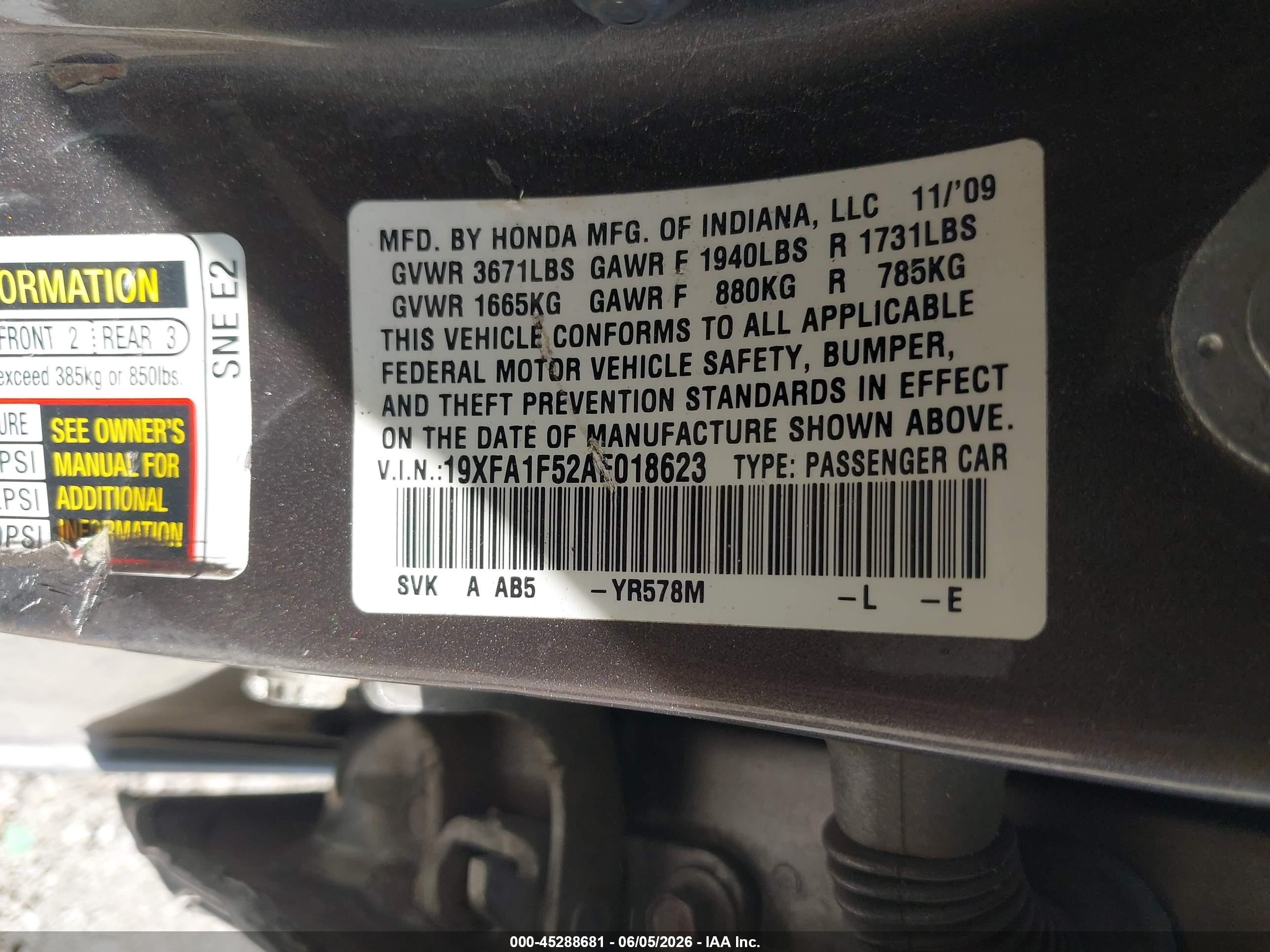 2010 Honda Civic Lx Gray vin: 19XFA1F52AE018623
