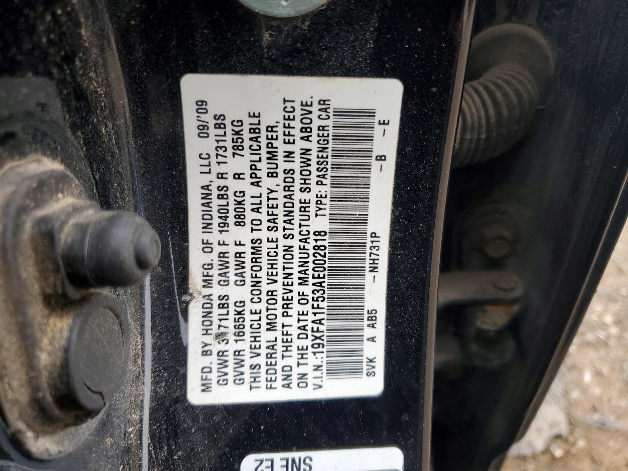 2010 Honda Civic Lx Черный vin: 19XFA1F53AE002818