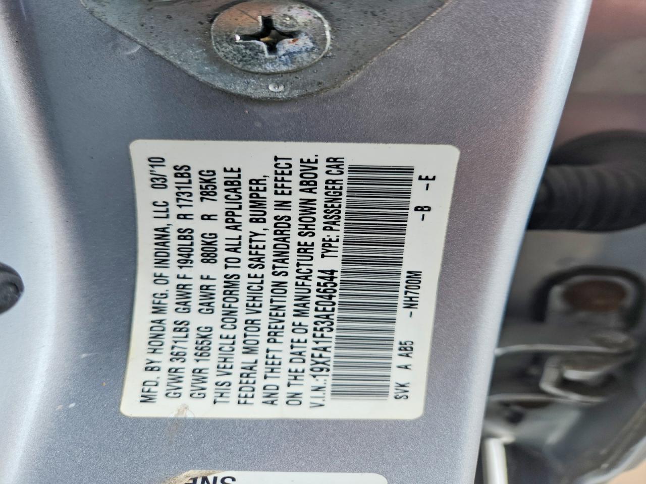 2010 Honda Civic Lx Silver vin: 19XFA1F53AE046544