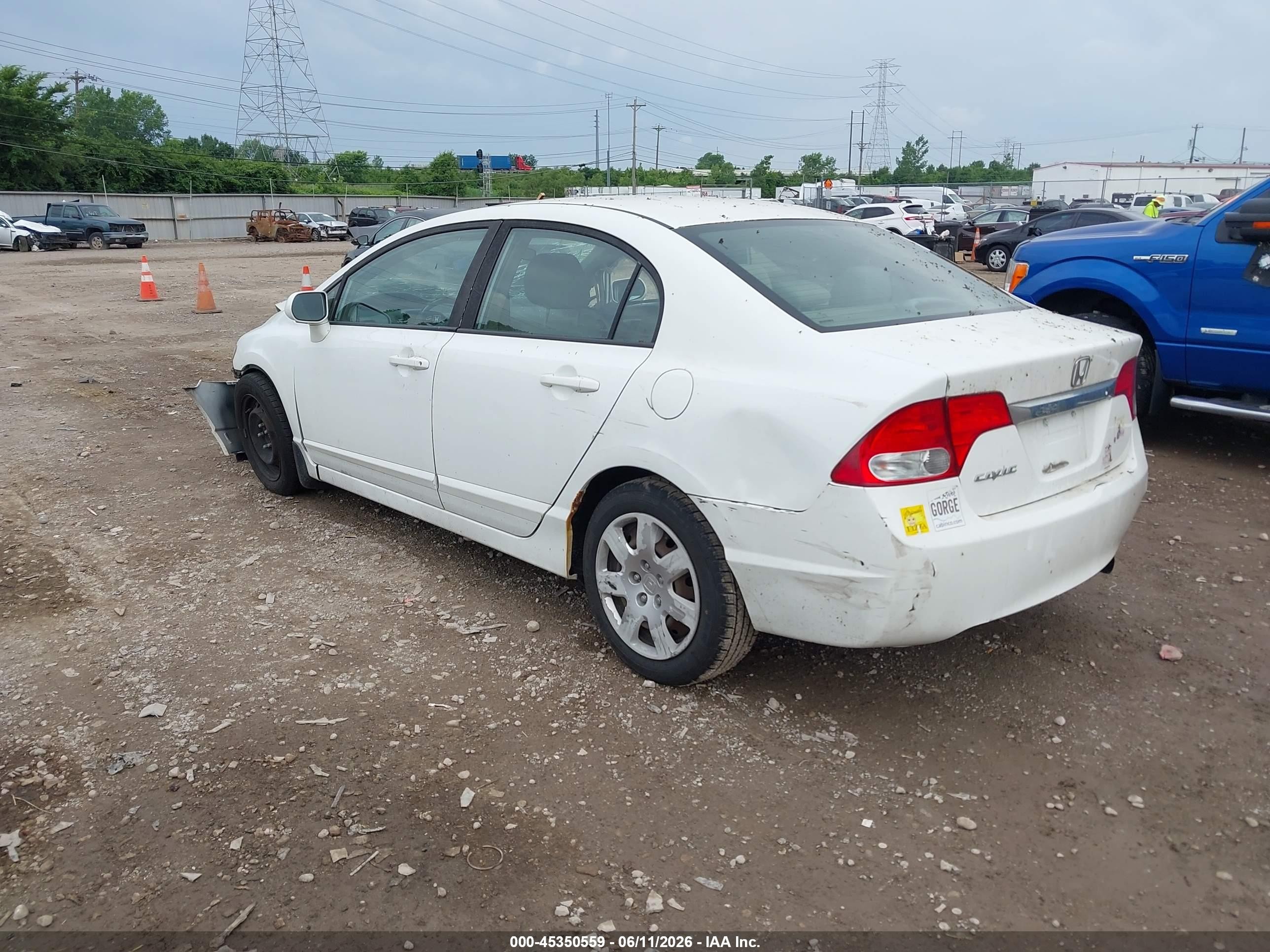 2011 Honda Civic Lx White vin: 19XFA1F53BE003338