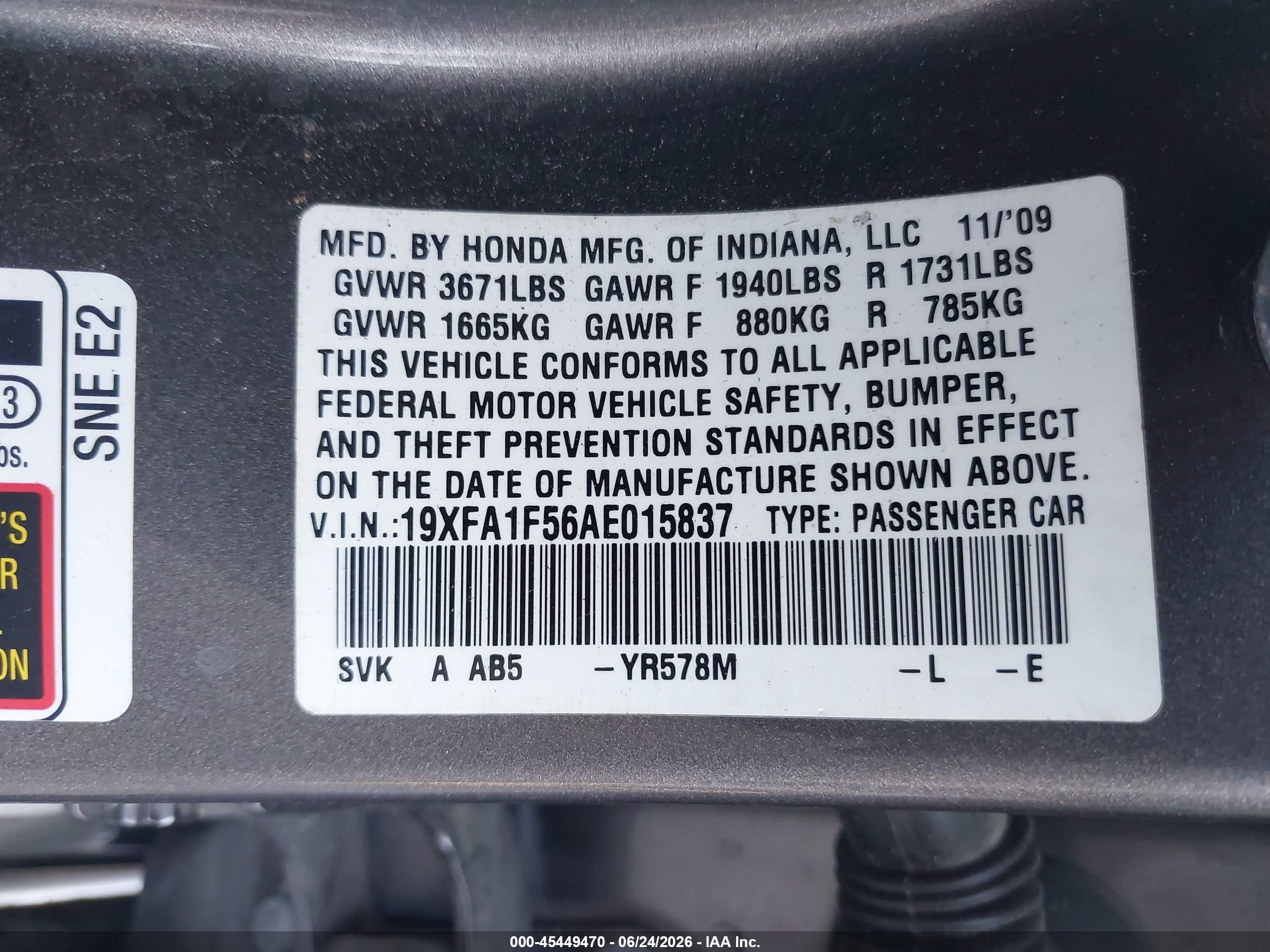 2010 Honda Civic Lx Gray vin: 19XFA1F56AE015837