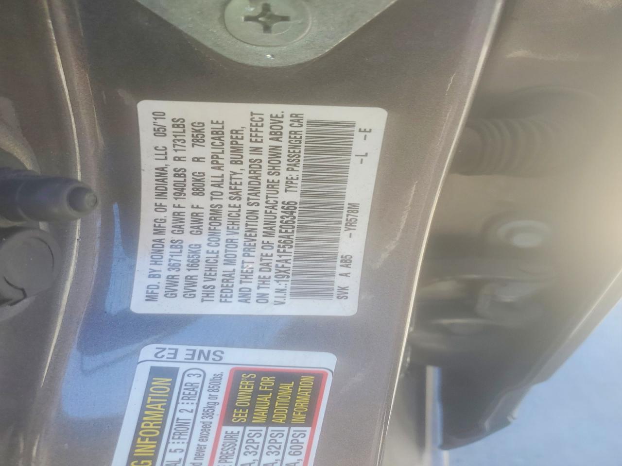 2010 Honda Civic Lx Gray vin: 19XFA1F56AE063466