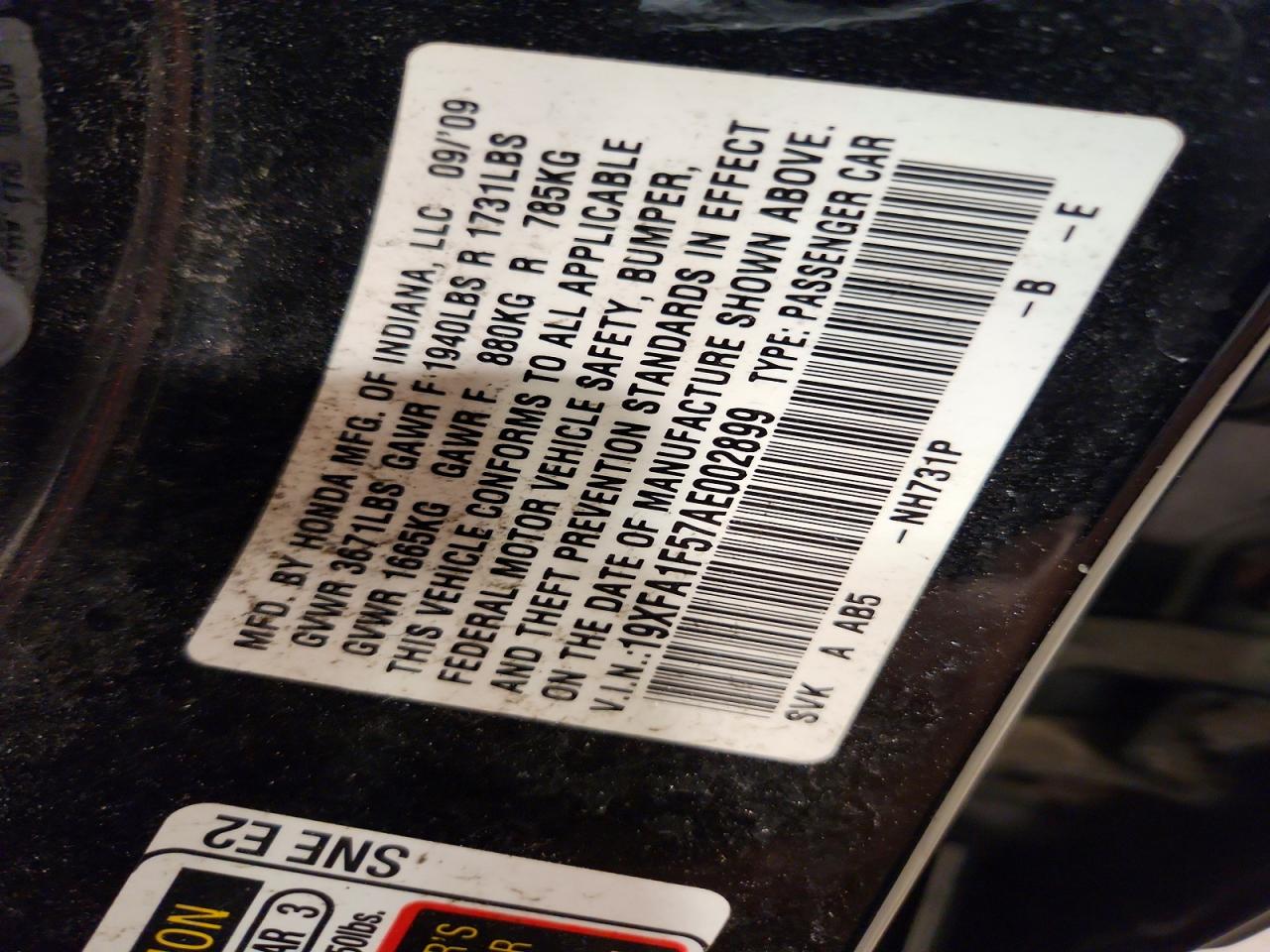 2010 Honda Civic Lx Черный vin: 19XFA1F57AE002899