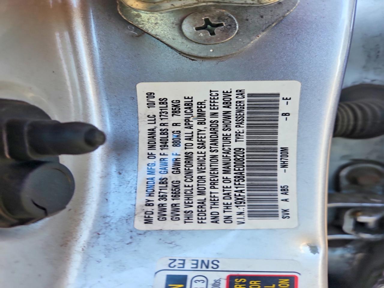 2010 Honda Civic Lx Silver vin: 19XFA1F58AE008209