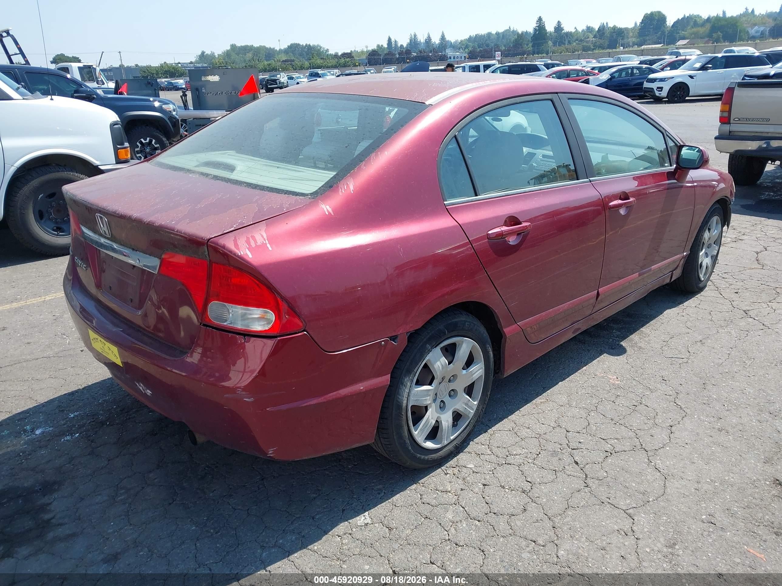 2010 Honda Civic Lx Burgundy vin: 19XFA1F58AE031327