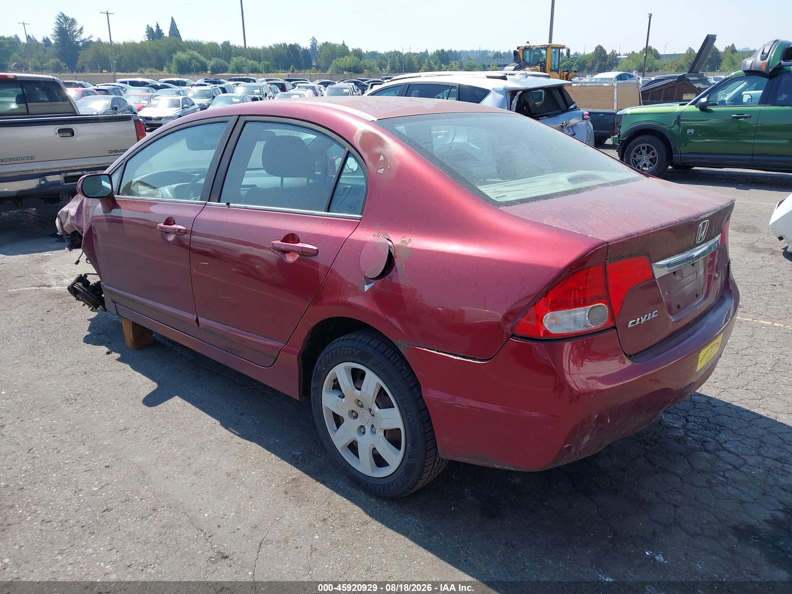 2010 Honda Civic Lx Burgundy vin: 19XFA1F58AE031327