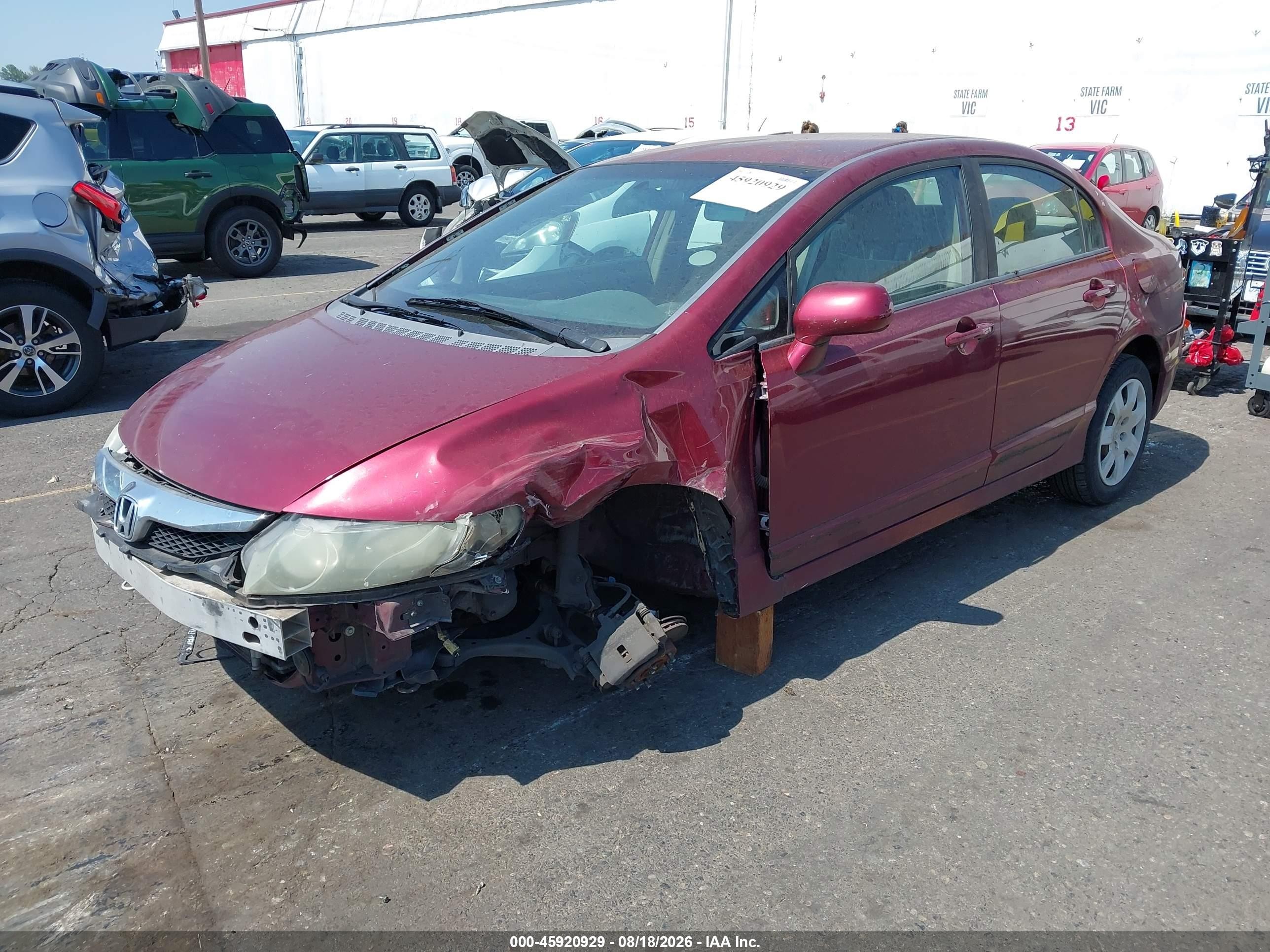 2010 Honda Civic Lx Burgundy vin: 19XFA1F58AE031327