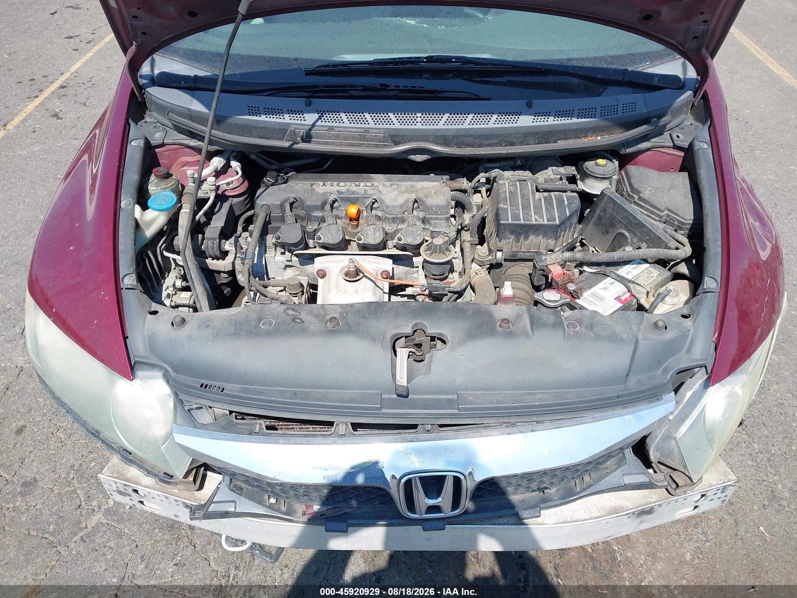 2010 Honda Civic Lx Burgundy vin: 19XFA1F58AE031327