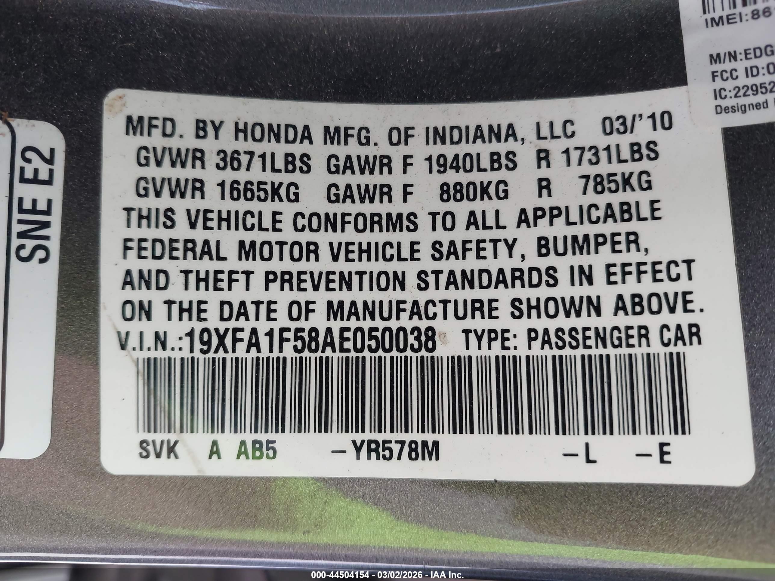 2010 Honda Civic Lx Gray vin: 19XFA1F58AE050038