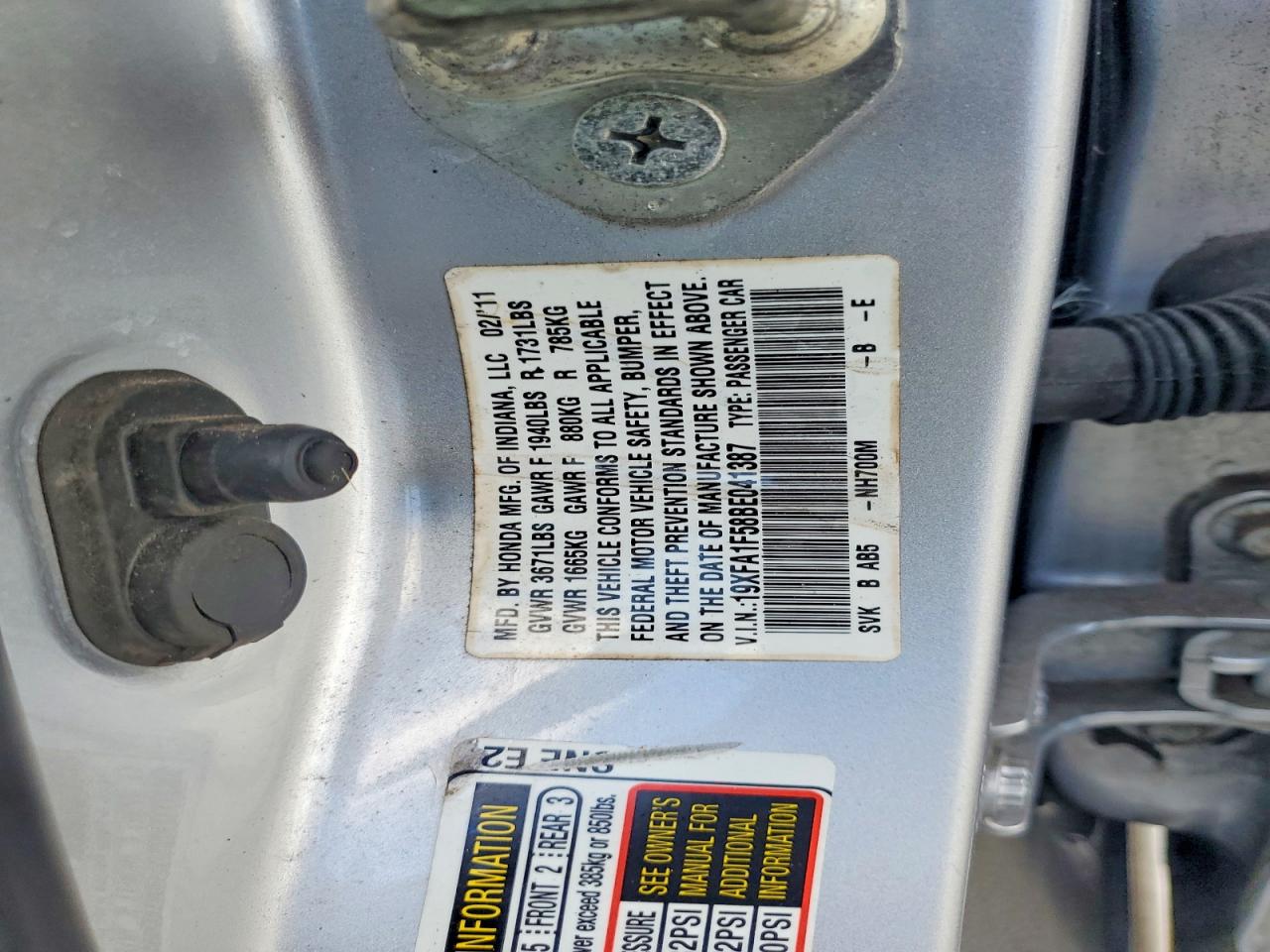 2011 Honda Civic Lx Silver vin: 19XFA1F58BE041387