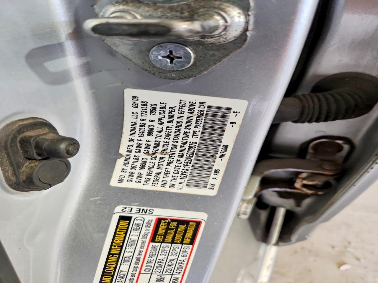 2010 Honda Civic Lx Серый vin: 19XFA1F59AE003875