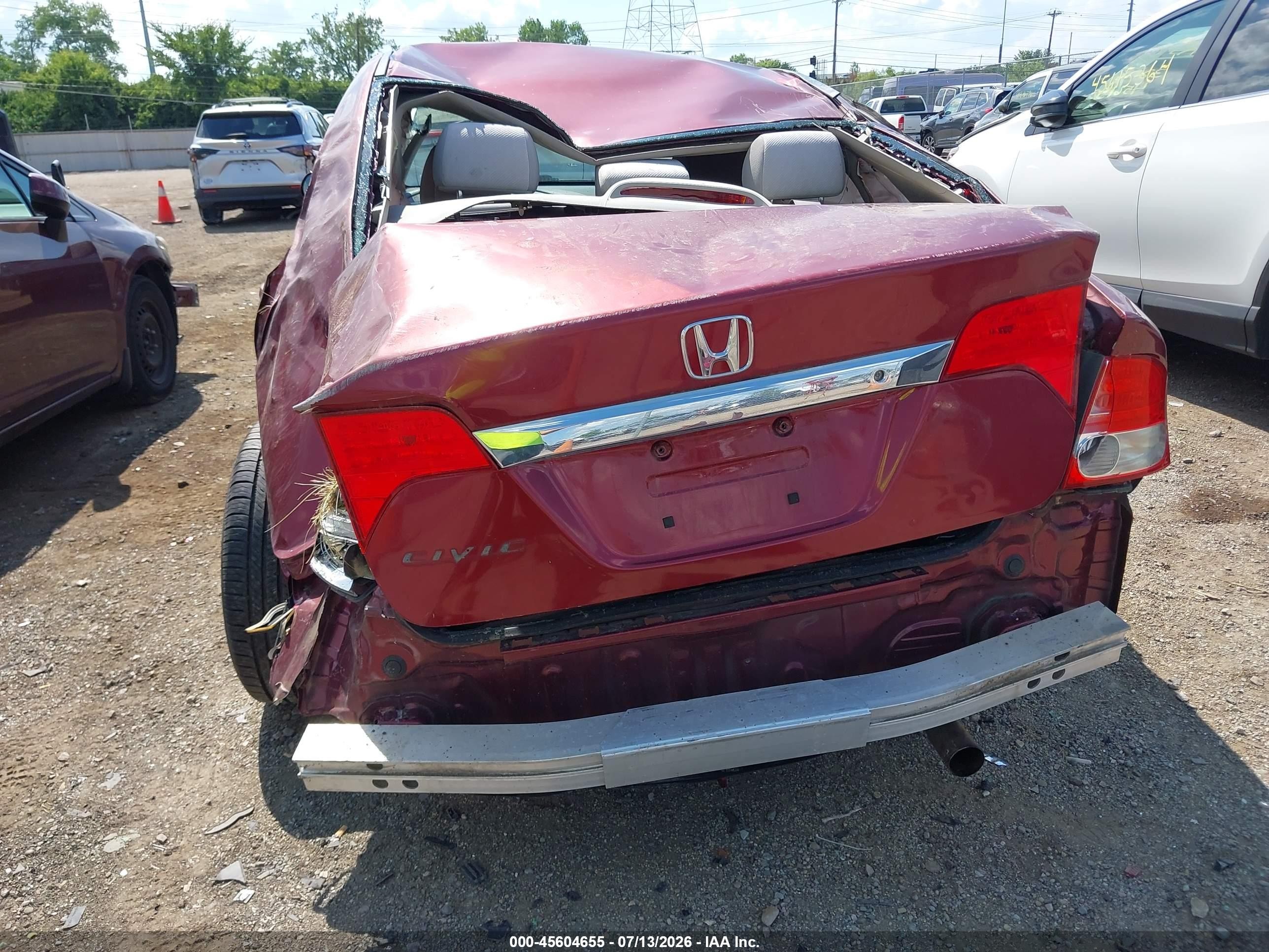 2010 Honda Civic Lx Burgundy vin: 19XFA1F59AE009465