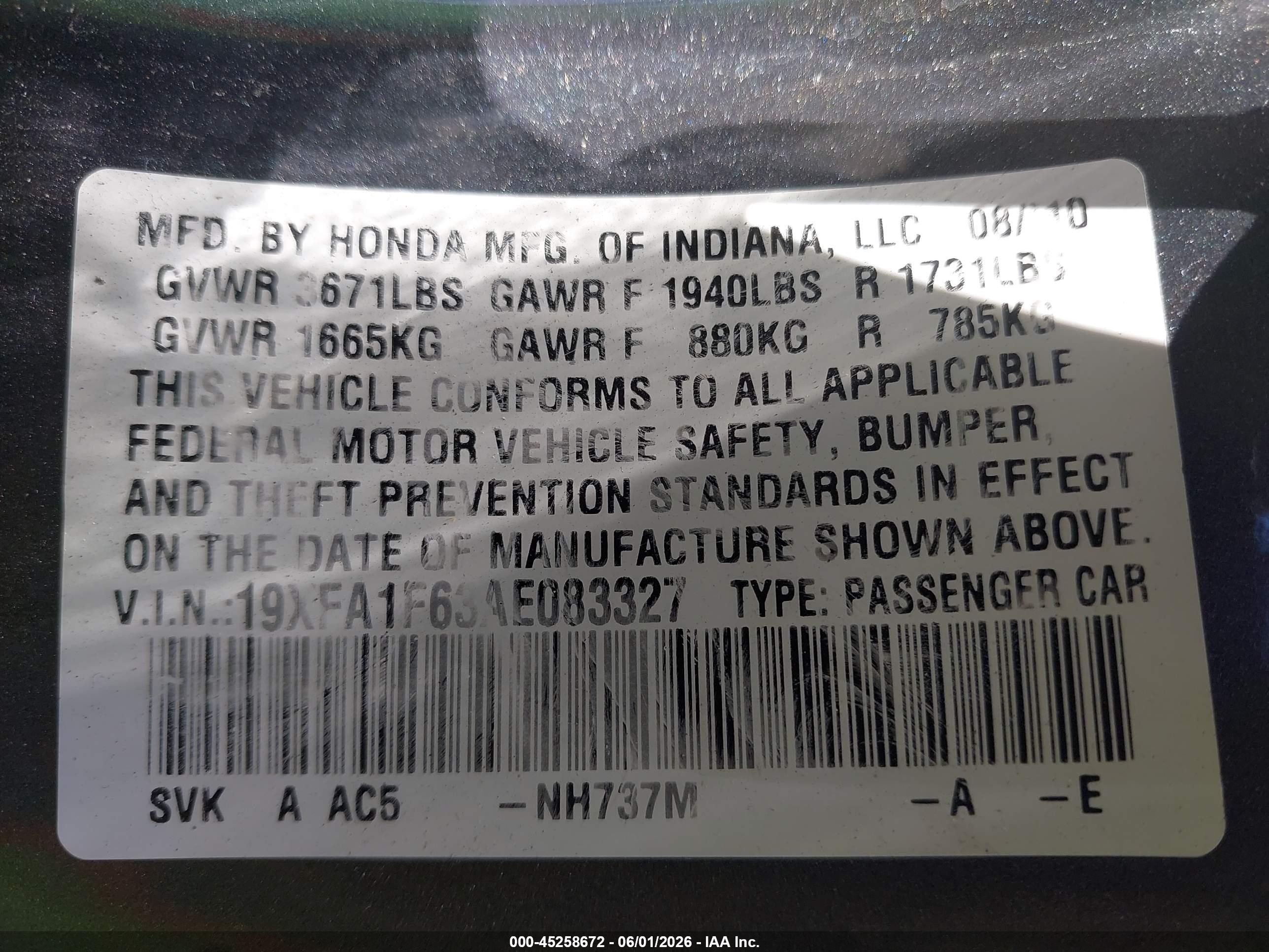 2010 Honda Civic Lx-s Gray vin: 19XFA1F63AE083327